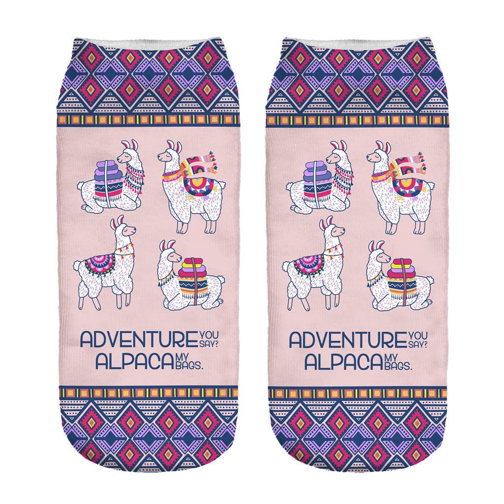 Exte Women's Quarter Socks - 3D Printed Digital Pattern Comfortable Ankle Socks for Casual Wear, Work & Wine Tasting - Soft Breathable White Socks for Adults