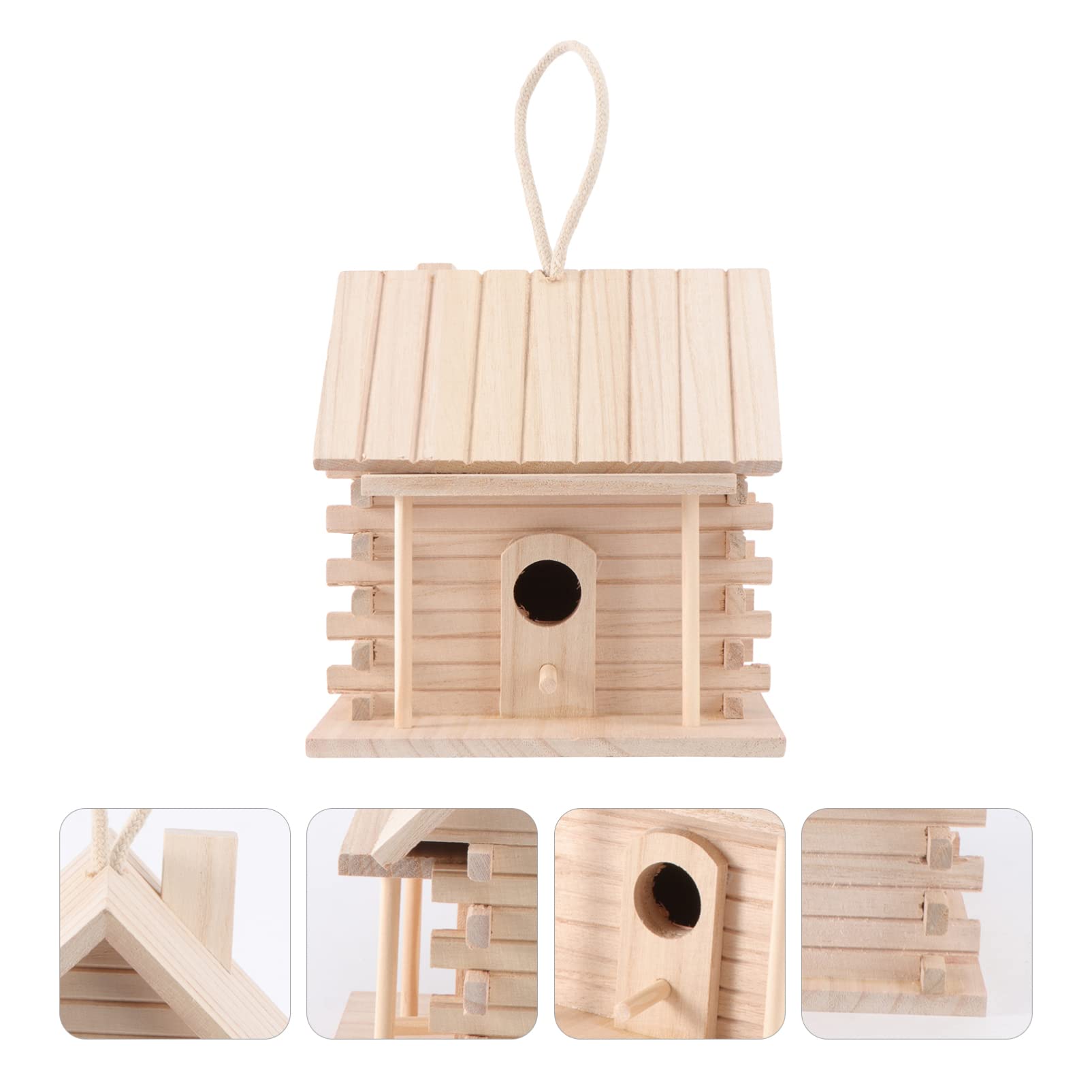 VOSAREA Handmade Wooden Bird House - Outdoor Hanging Decorative Nest Box for Garden, Patio & Backyard | Attracts Wild Birds, Perfect for Bird Watching & Nature Decor