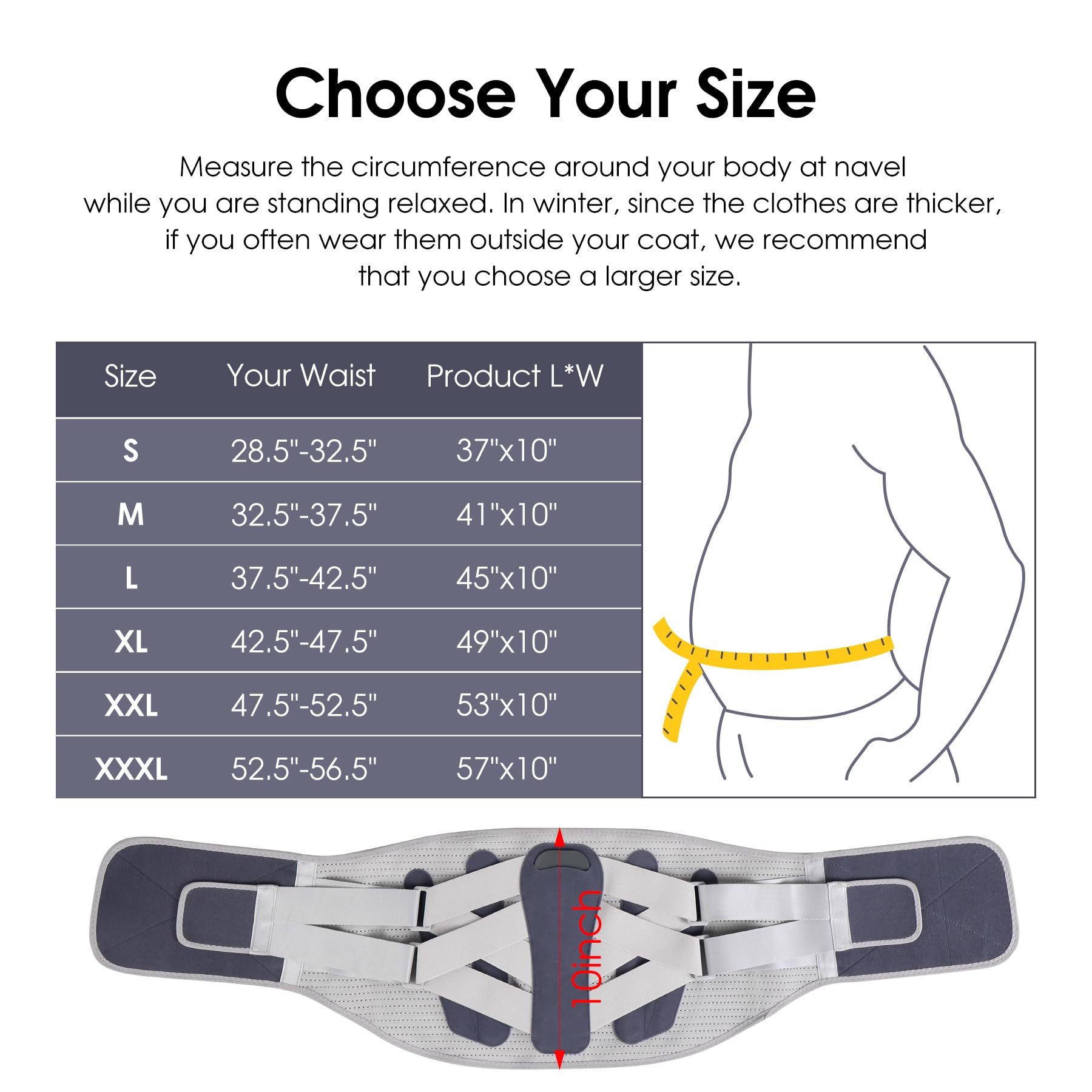 RESTCLOUD Lower Back Brace for Men & Women - Lumbar Support Belt for Back Pain Relief, Sciatica, Scoliosis & Work Lifting - Adjustable & Comfortable (Medium) - Perfect for Office Work, Gym & Daily Activities