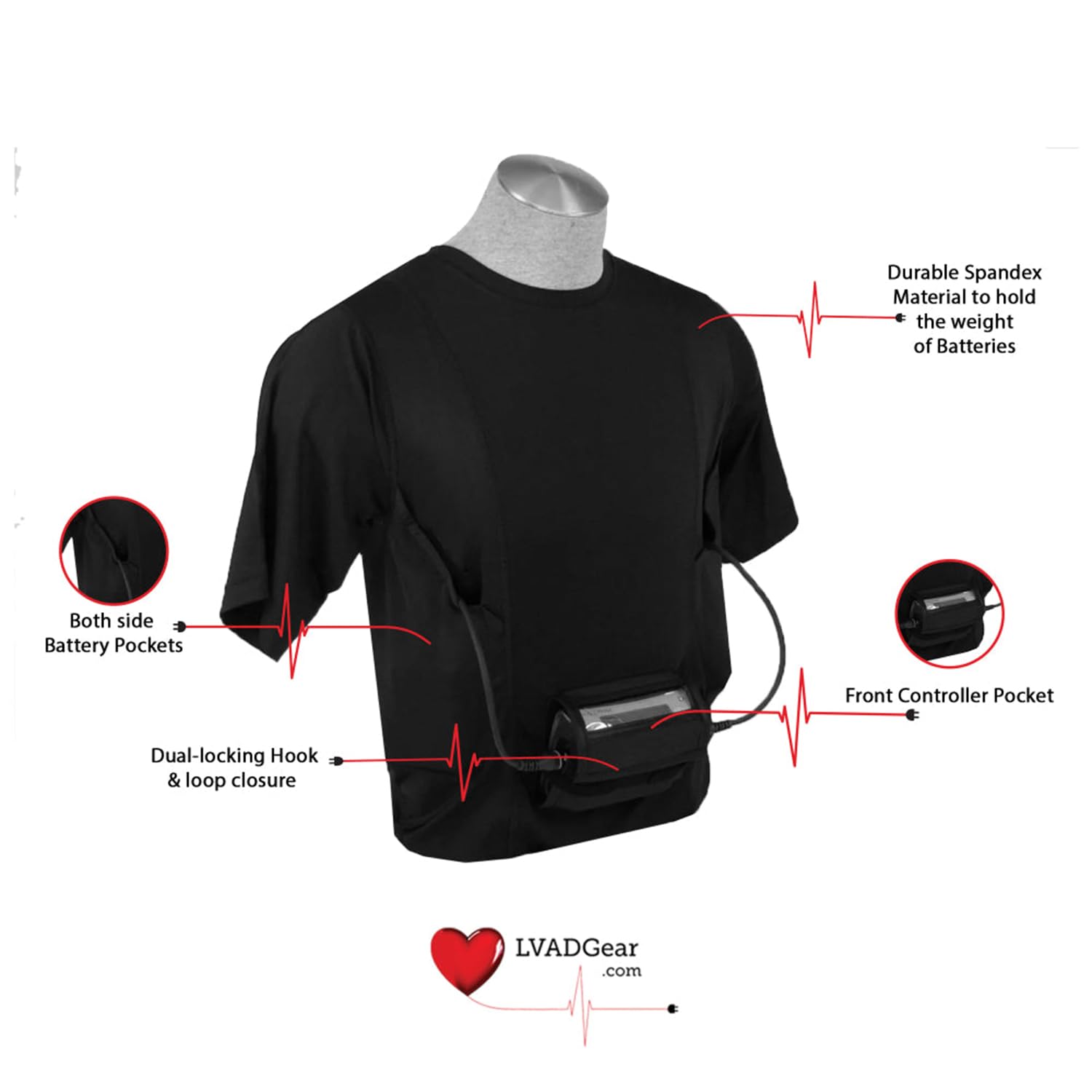 HeartWare LVAD Shirt for Heart Failure Patients - Comfortable Black & White Medical Apparel for LVAD Support & Awareness - Perfect for Hospital Visits, Recovery & Daily Wear