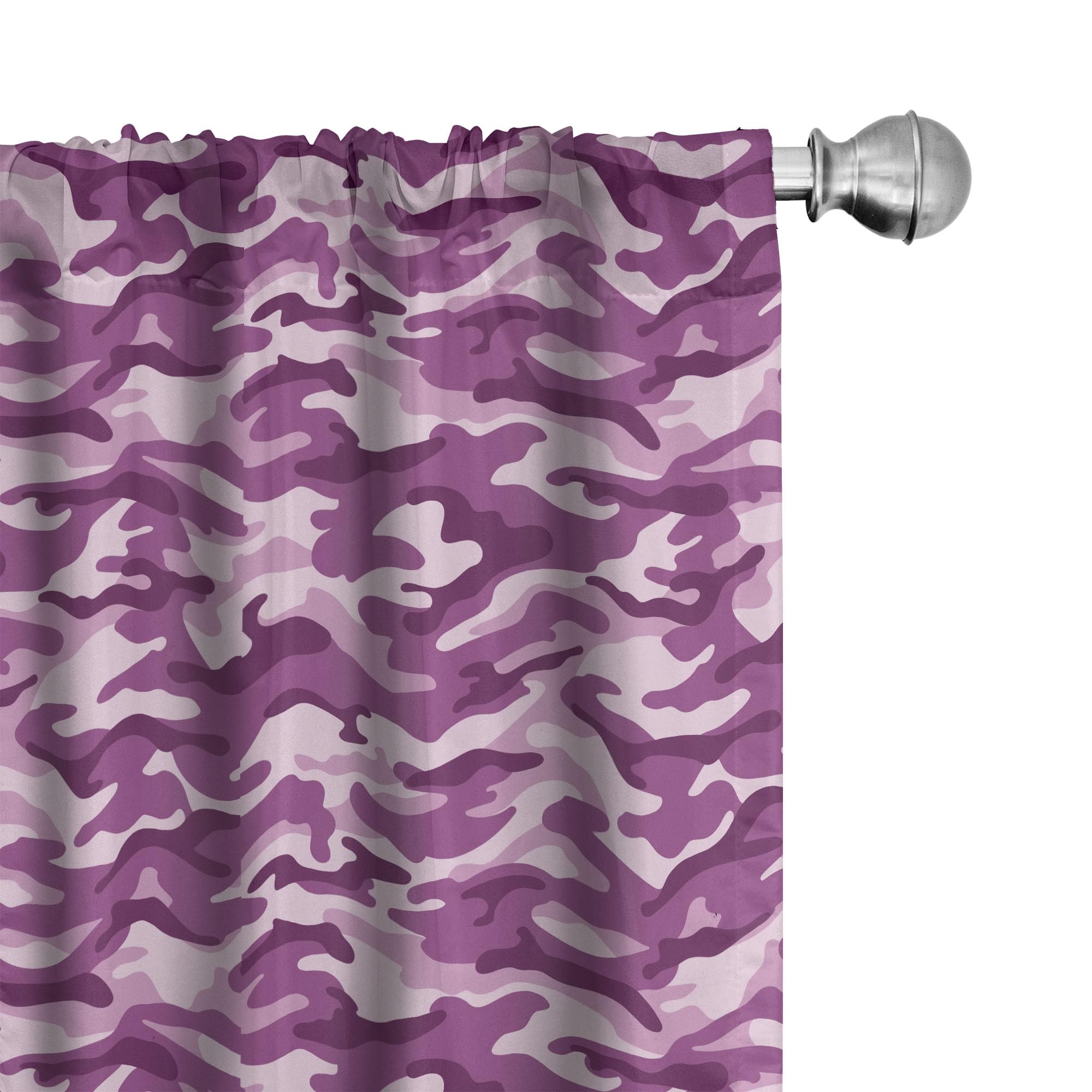 Ambesonne Fuchsia Camouflage Window Curtains - Tropical Savannah Print in Pale Pink & Fuchsia - Lightweight 2-Panel Set with Rod Pocket (28