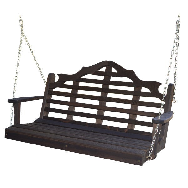 Premium Marlboro Red Cedar Wood Porch Swing - Outdoor Patio Hanging Chair for Garden, Backyard & Relaxation