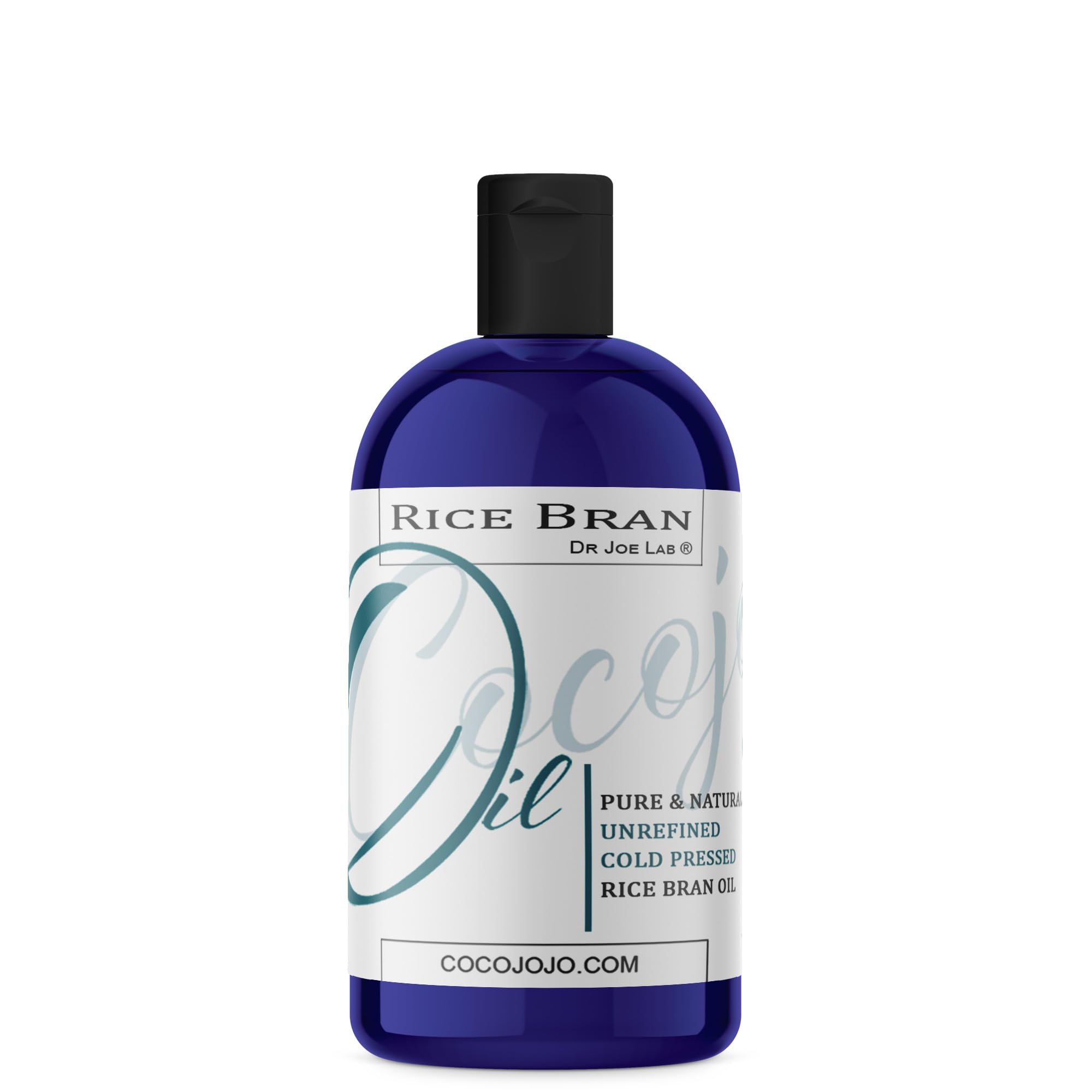 Dr Joe Lab Rice Bran Oil 16 oz - Pure Natural Cold Pressed Unrefined Extra Virgin - Hair, Skin, Body, Nail & Beard Care - Moisturizing, Soothing, Hydrating & Nourishing - Perfect for Massage, DIY Beauty & Cooking