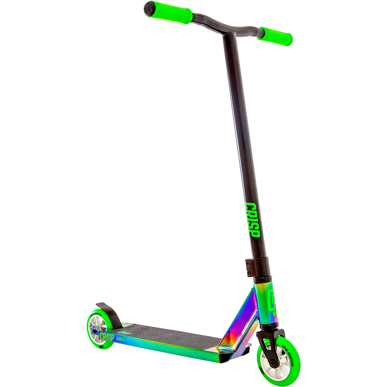 Crisp Surge Electric Scooter - High-Speed Commuter Scooter in Chrome/Green Color - Perfect for Urban Commuting & Campus Travel