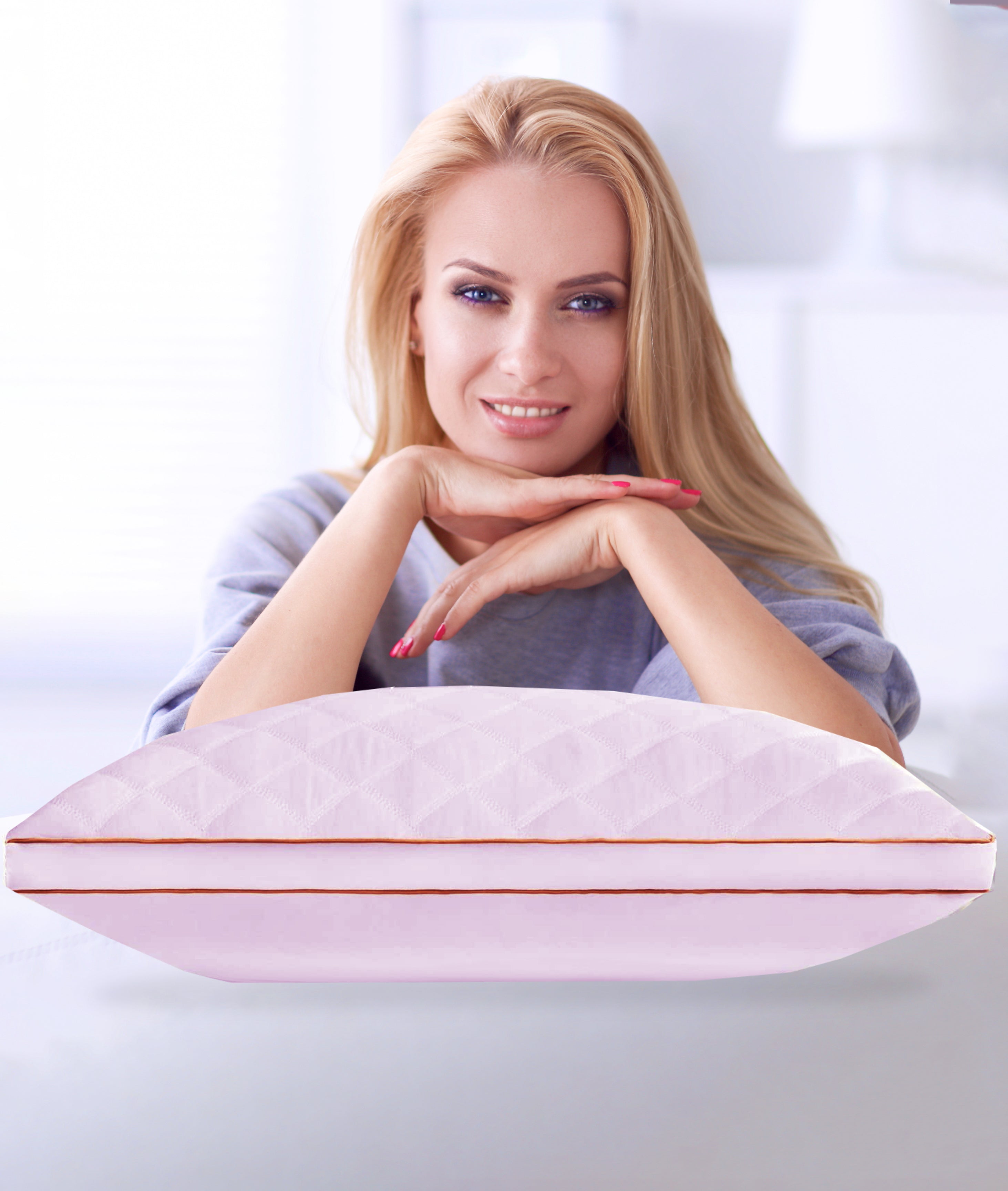 Italian Luxury Adjustable Quilted Pillow Set of 2 - Soft & Supportive for Bed, Sofa & Travel - Perfect for Home Decor, Office & Gift Giving
