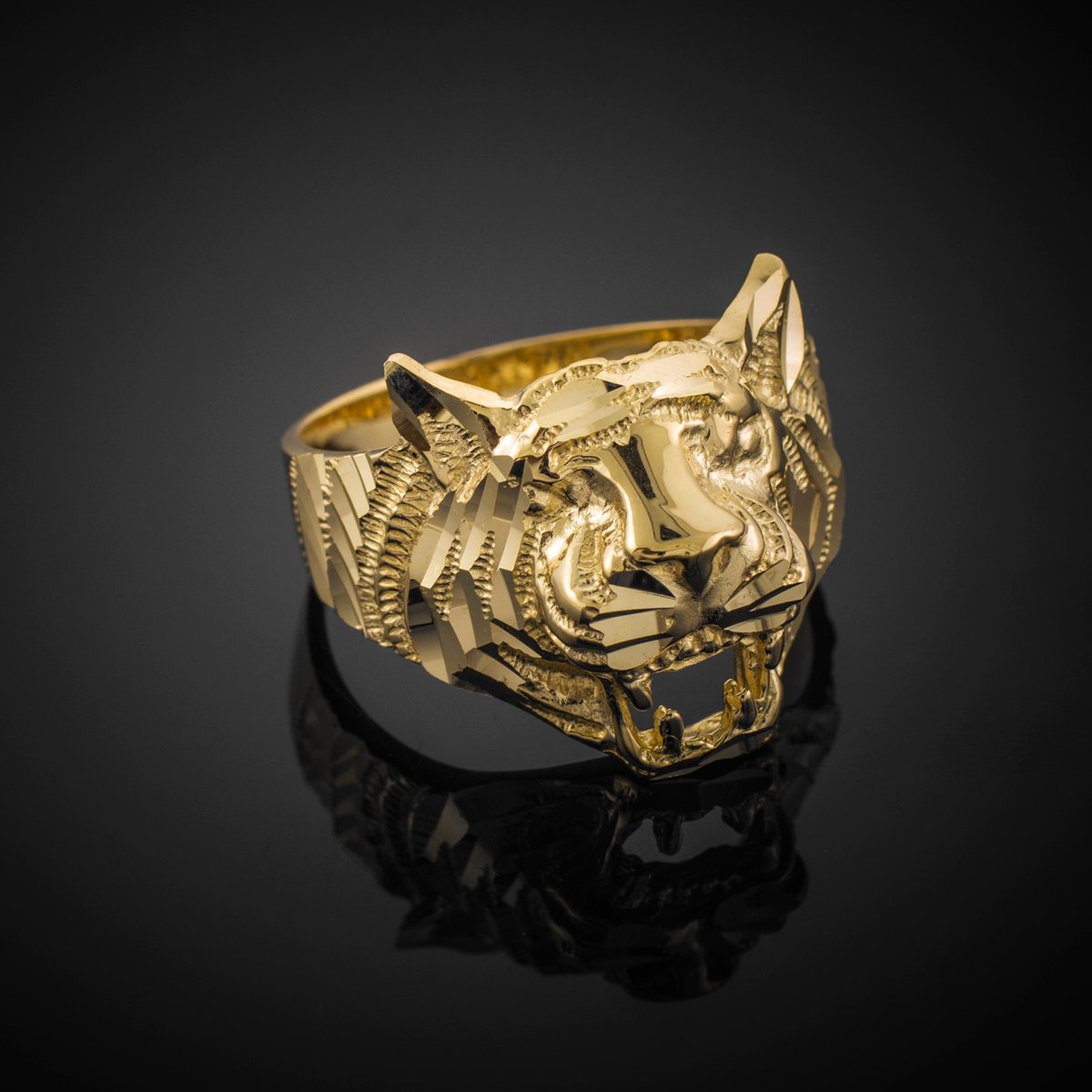 10K Yellow Gold High Polish Tiger Ring for Women - Elegant Jewelry Gift for Birthdays, Anniversaries & Special Occasions