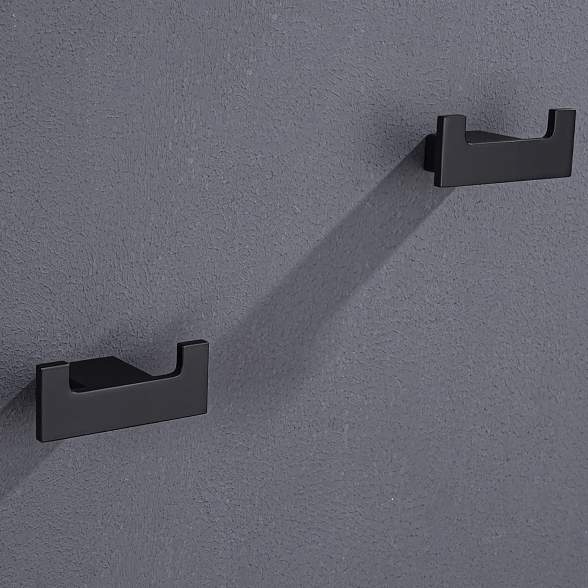 Premium Black Double Towel Hook - Heavy Duty SUS304 Stainless Steel Bathroom Wall Mounted Hooks for Towels, Robes & Coats - Matte Black Square Hand Towel Holder (96009-8MB-2) - Perfect for Bathrooms, Spas, Gyms & Laundry Rooms