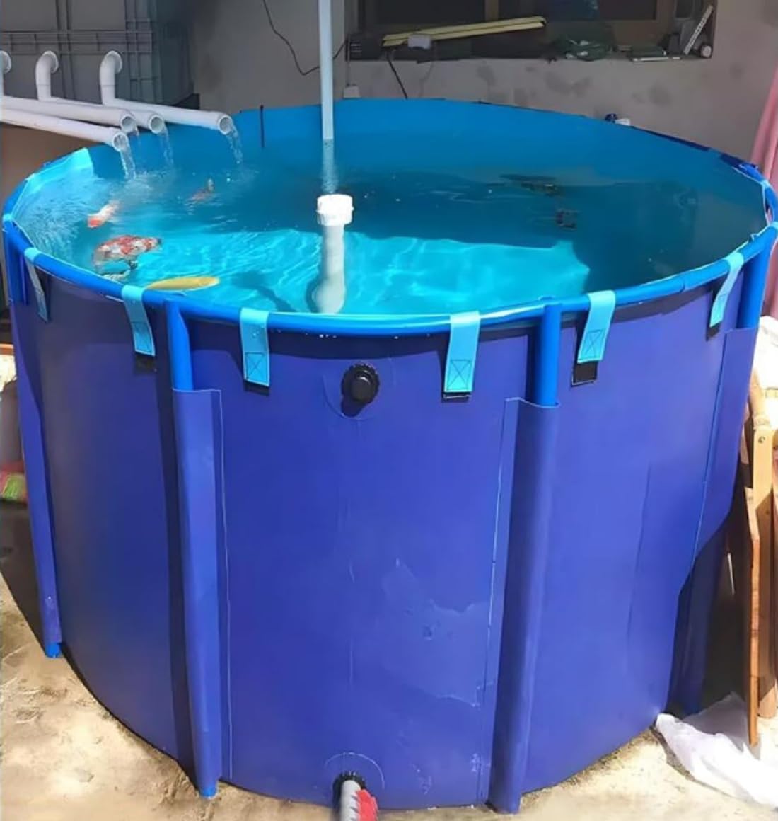 Durable Above Ground Fish Pond - 6.6ft x 2.6ft Collapsible PVC Canvas Pool for Koi Breeding & Fish Farming (634 Gallon Capacity) | Outdoor Water Storage Tank & Indoor Koi Pond for Backyard, Garden, or Patio Use