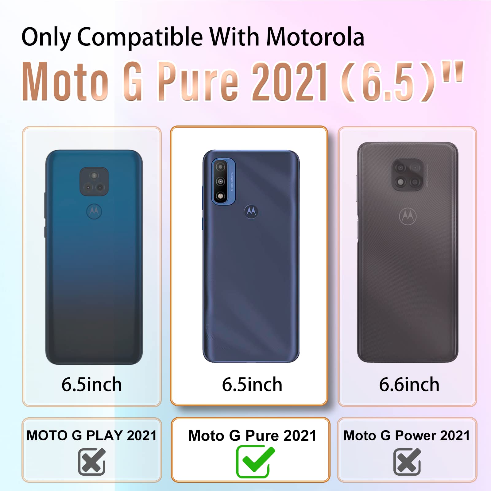 3-in-1 Luxury Heart Design Phone Case for Motorola Moto G Pure 2021 (6.5