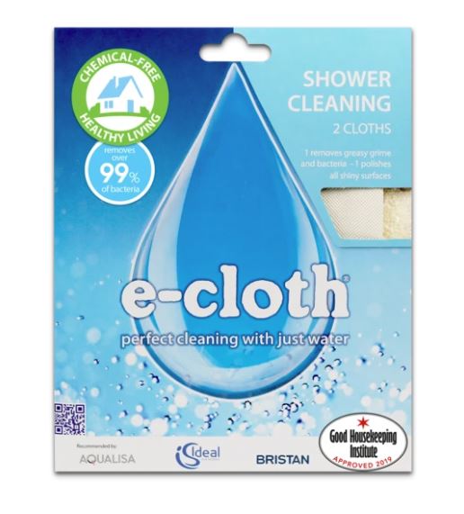 E-Cloth Shower Cleaning Pack - Microfiber Towels for Streak-Free Shower Glass, Tiles & Mirrors - Perfect for Bathroom Cleaning & Home Maintenance