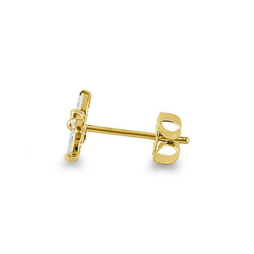 14K Solid Yellow Gold Flower Marquise CZ Stud Earrings for Women - Elegant Cubic Zirconia Jewelry Gift for Birthday, Anniversary & Special Occasions