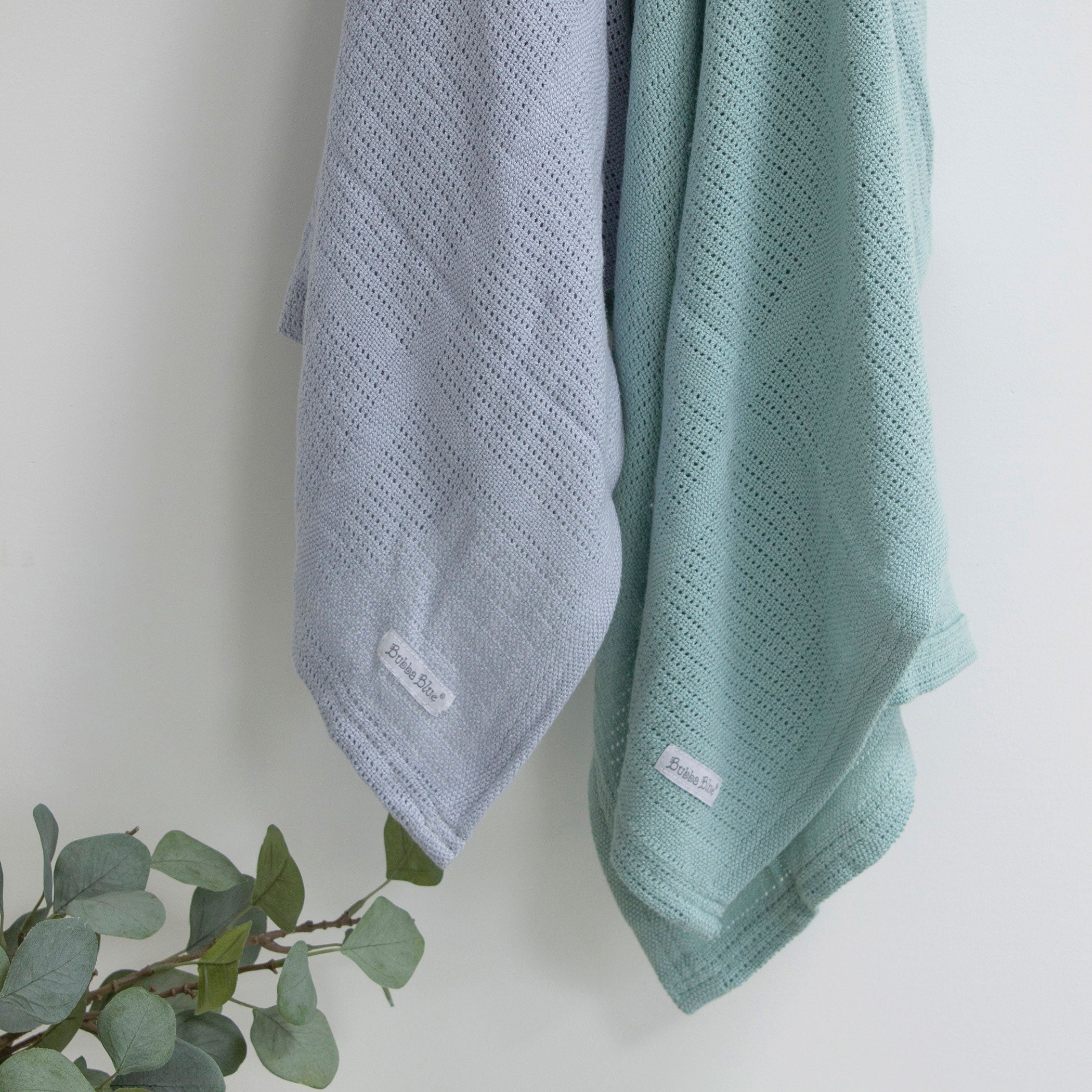 Nordic 2-Pack Cellular Blanket - Breathable Baby Blanket for Boys & Girls, Dusty Sky & Mint Colors - Perfect for Nursery, Stroller & Car Seat