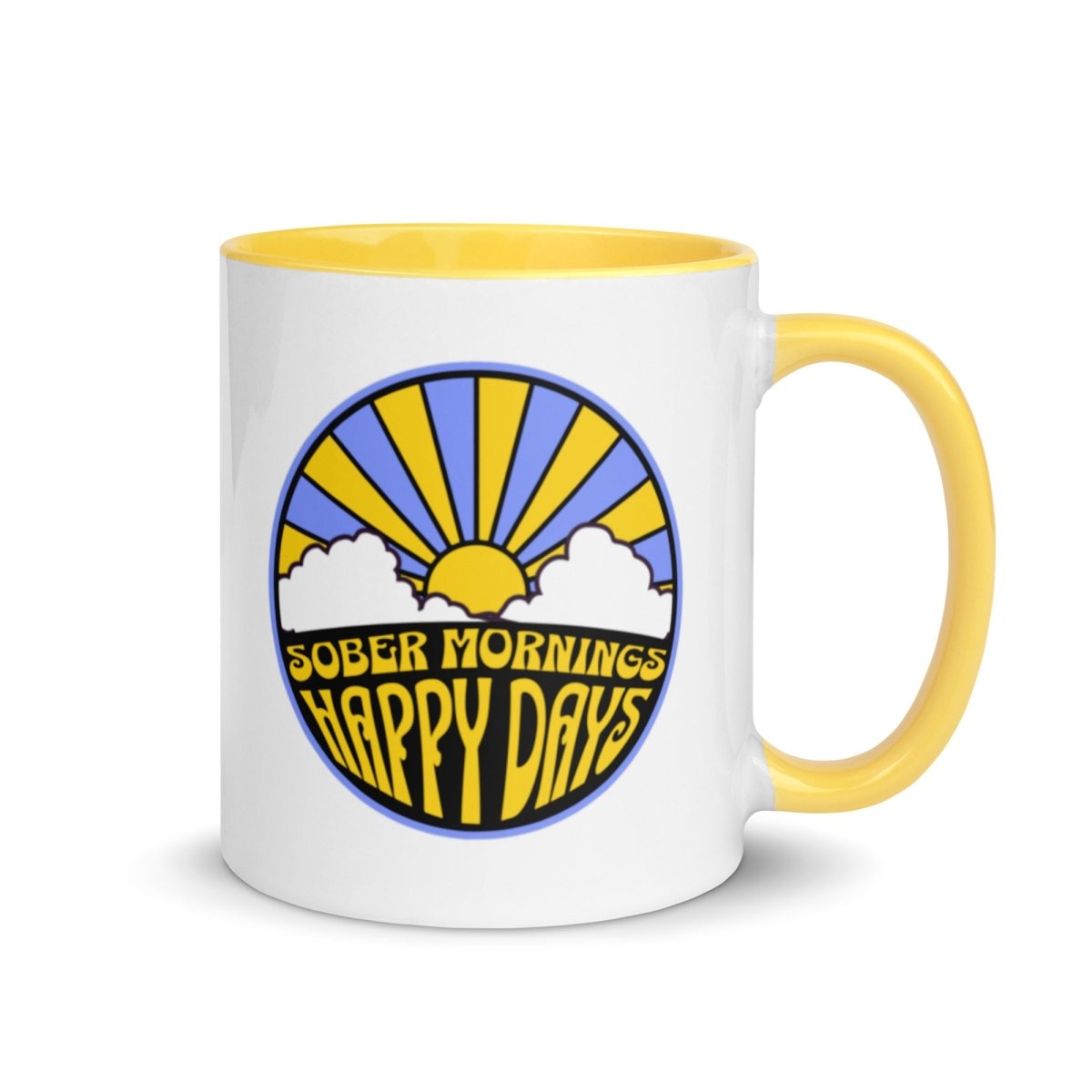 Vibrant Color Inside Ceramic Mug - Sober Mornings Happy Days Collection - Perfect for Coffee, Tea & Office Use
