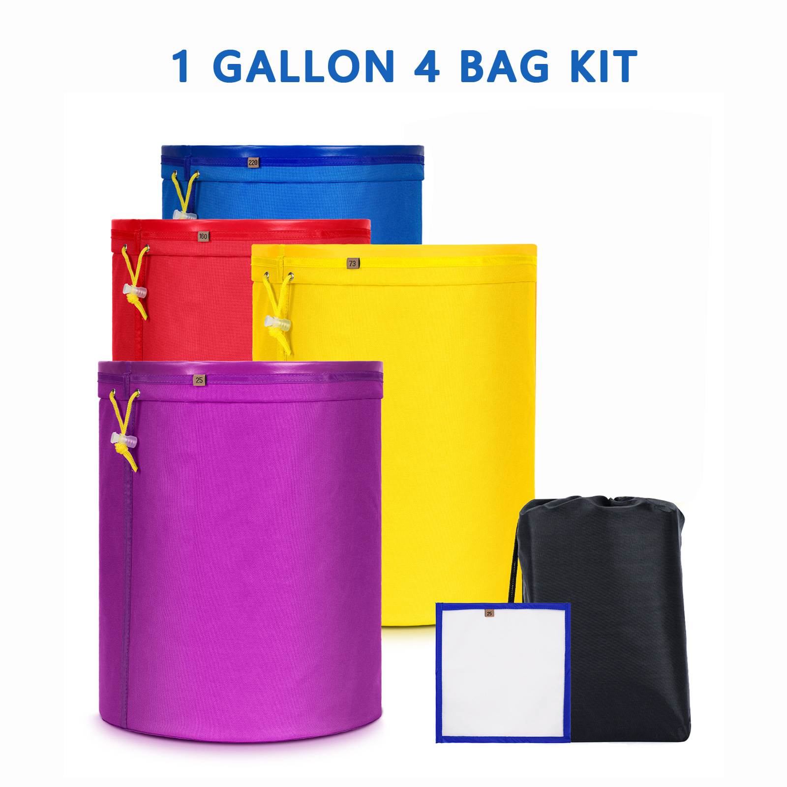 1 Gallon Bubble Hash Bags Set - 5 Micron to 220 Micron Filter Bags with Storage Bag & Pressing Screen for DIY Cannabis Extraction - Perfect for Home Hash Making & Rosin Pressing