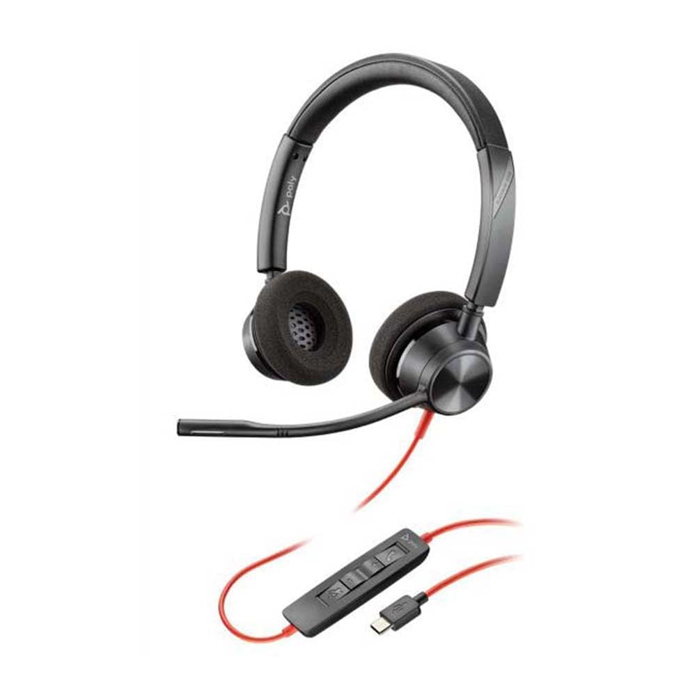Poly Blackwire 3320 USB-C Wired Stereo Headset with Noise-Canceling Boom Mic for PC & Mac – Compatible with Teams, Zoom, Webex – Ideal for Remote Work, Online Meetings & Call Centers