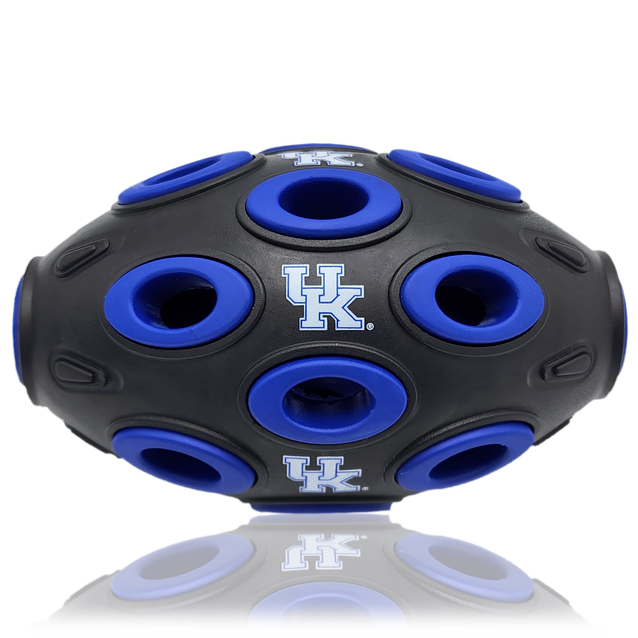 NCAA Kentucky Wildcats Football Dog Treat Dispensing Toy - Interactive Rubber Ball for Dogs & Cats - Natural Rubber Pet Feeding Toy (KY-3622) - Perfect for Training, Playtime & Mental Stimulation