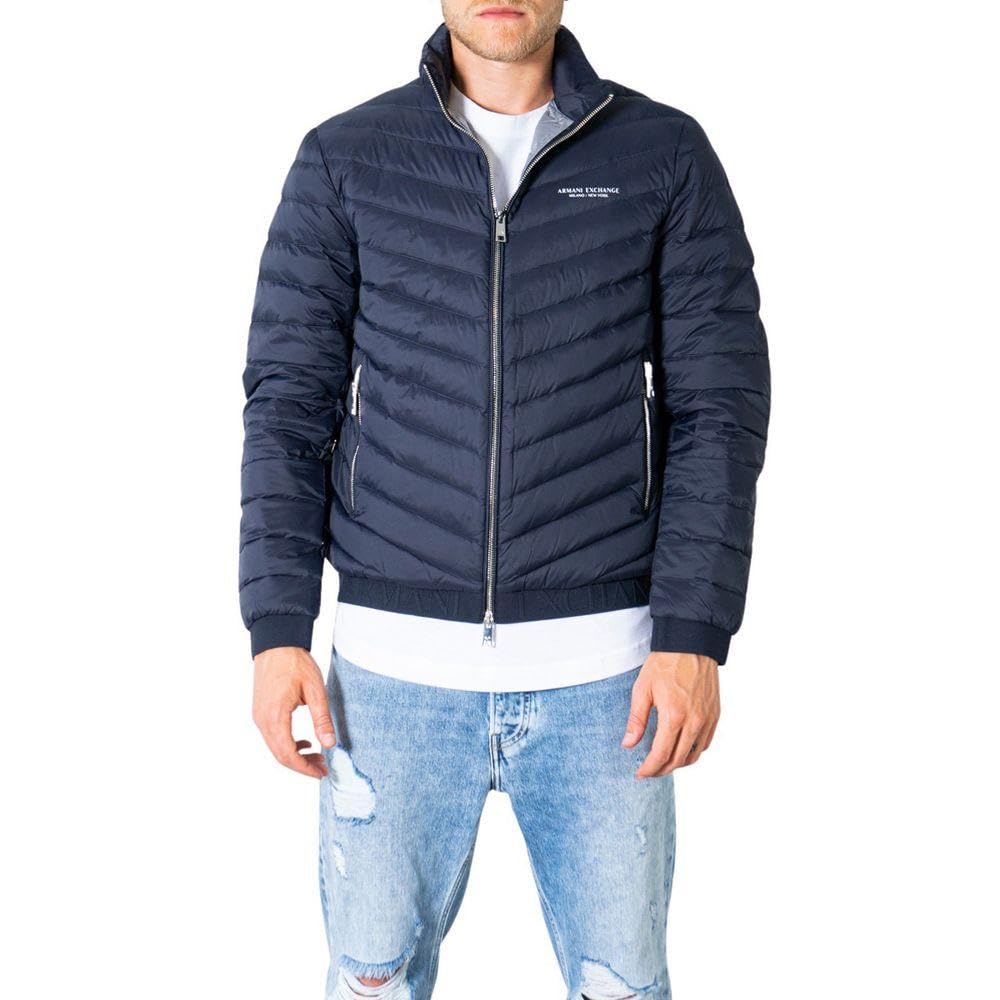Armani Exchange Men's Quilted Down Jacket with Milano/New York Logo - Lightweight Winter Coat for Urban Style & Outdoor Activities | Perfect for Commuting, Travel & Casual Wear