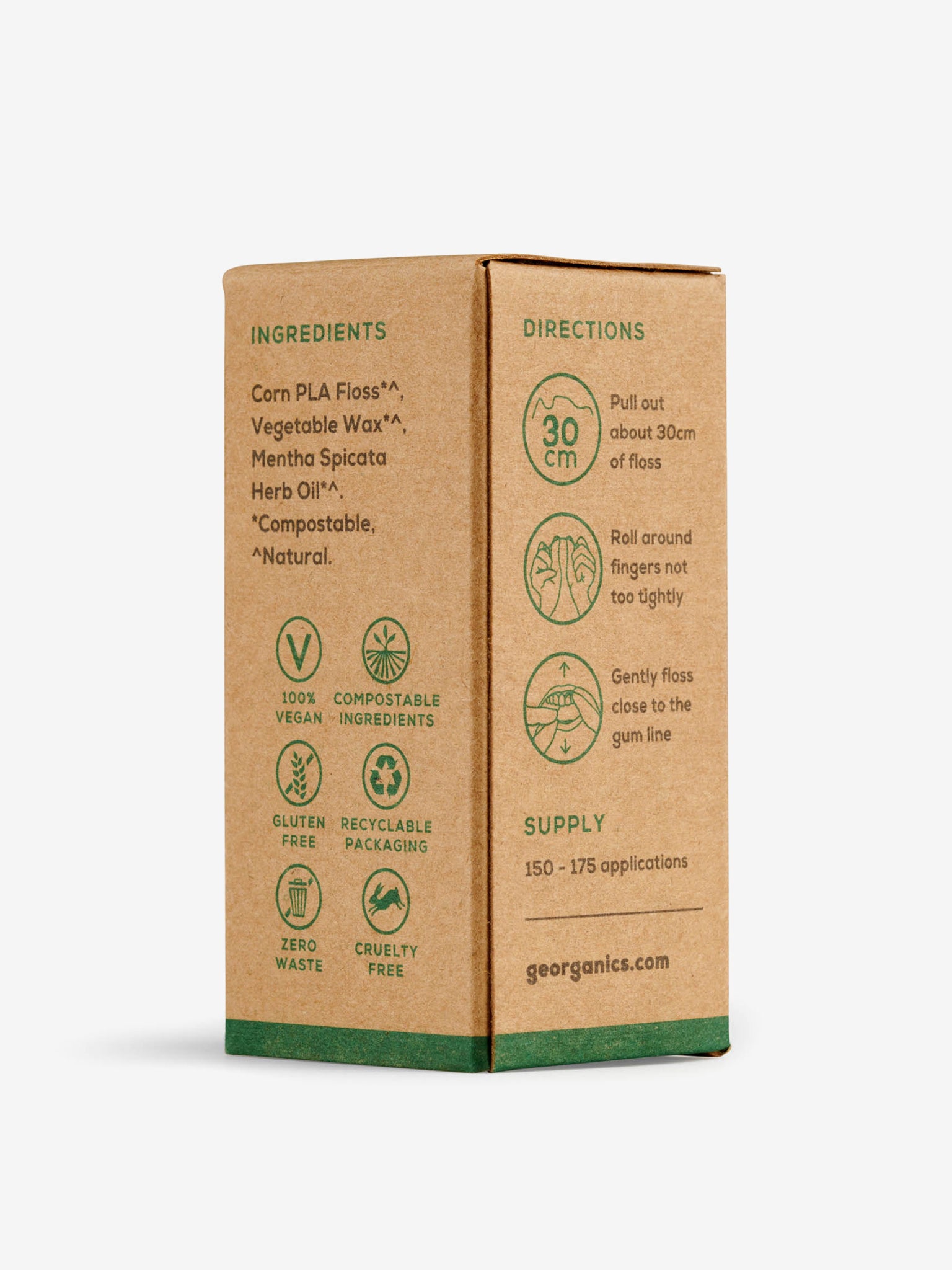 Organic Natural Dental Floss with Spearmint Flavor - Eco-Friendly, Biodegradable & Vegan for Fresh Breath & Healthy Gums - Perfect for Travel, Home & Office Use