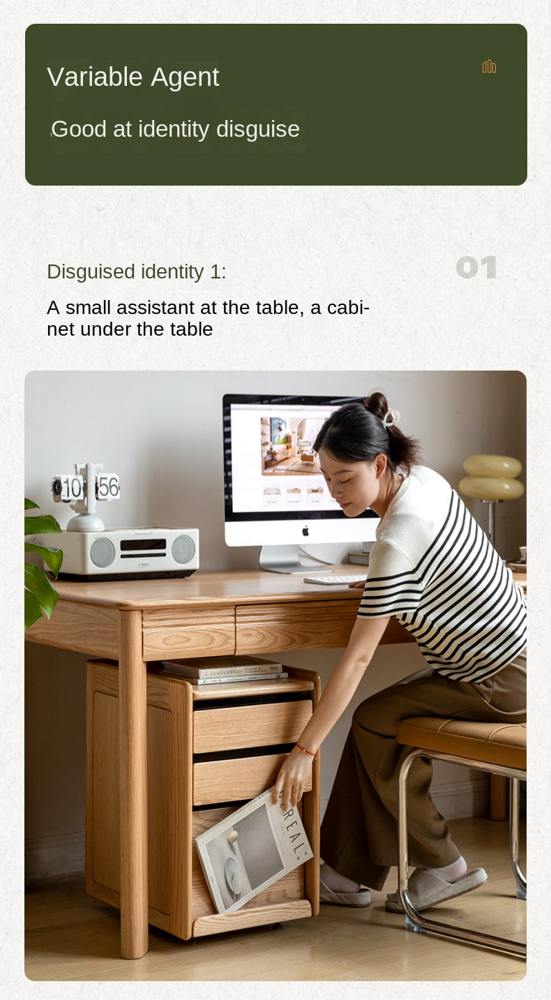 Solid Wood Mobile Nightstand - Oak, Cherry, Black Walnut - Perfect for Bedroom, Living Room & Small Spaces