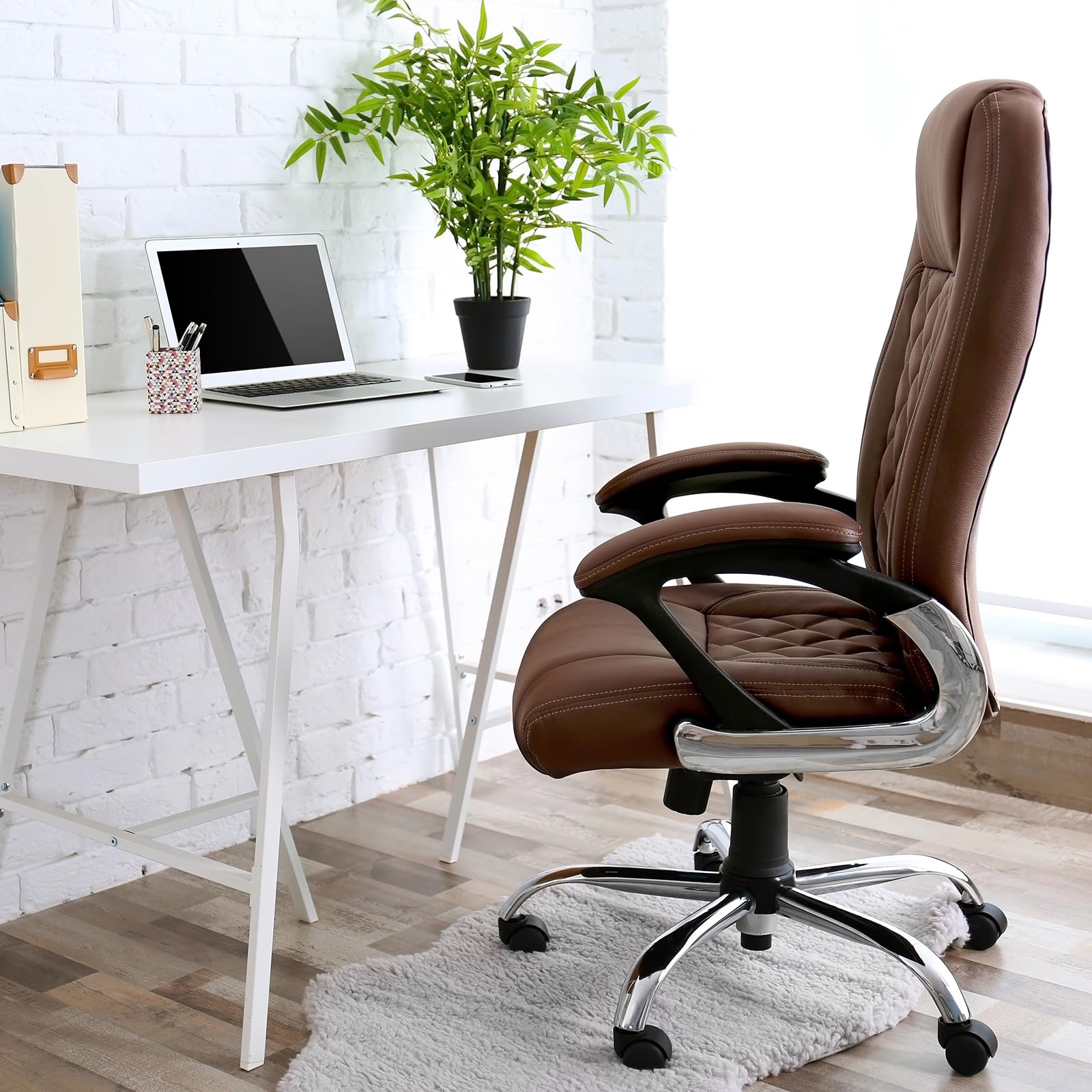 uxcell 4pcs Washable Office Chair Armrest Covers - Soft Computer Chair Arm Protectors for Swivel Gaming & Office Chairs (Brown) - Perfect for Home Office, Gaming Setup & Workspace Comfort