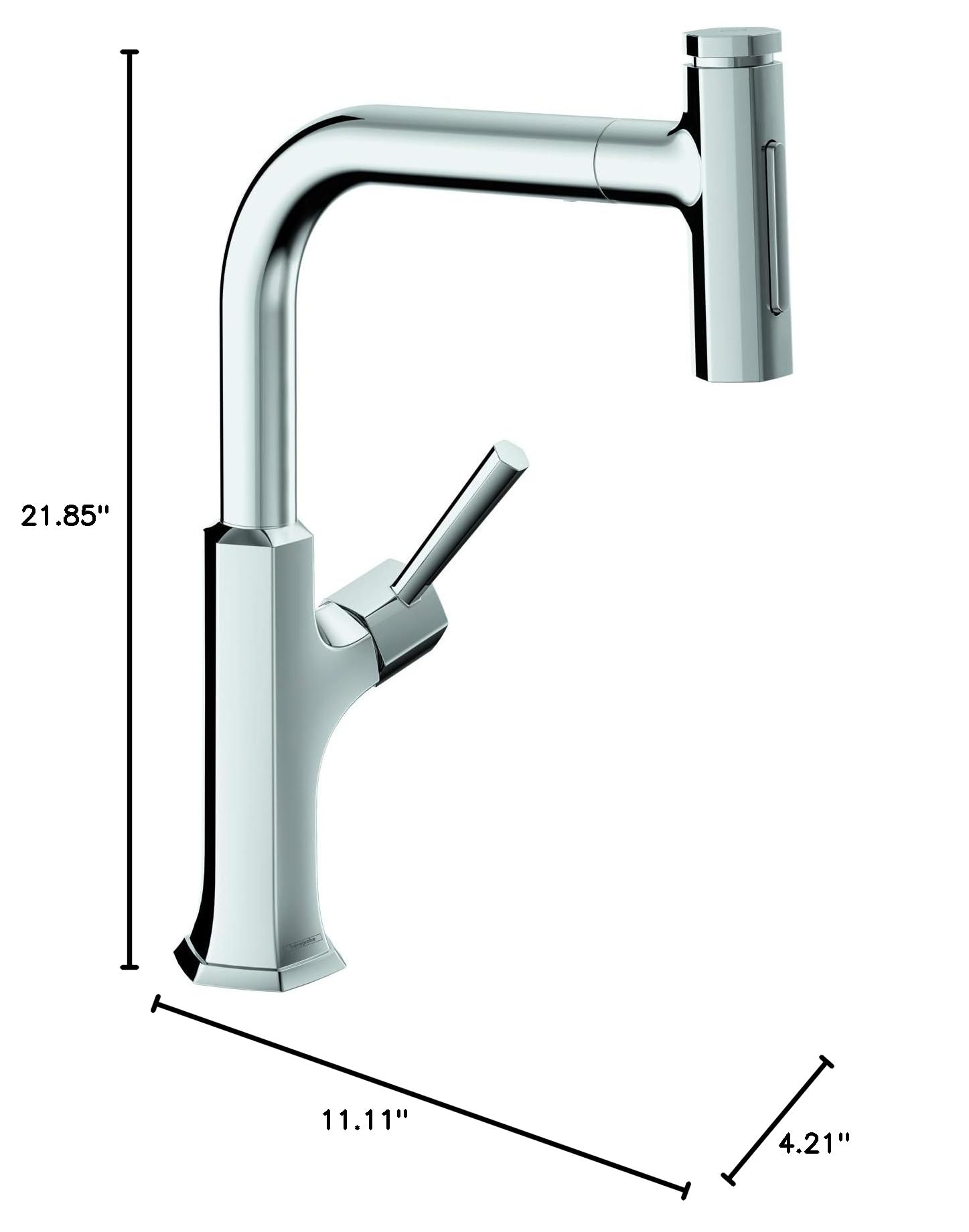 hansgrohe Locarno Chrome Single-Handle Kitchen Faucet with Pull Out Sprayer, Magnetic Docking Spray Head, Durable Faucet for Kitchen Sink, Perfect for Modern Home Cooking and Cleaning