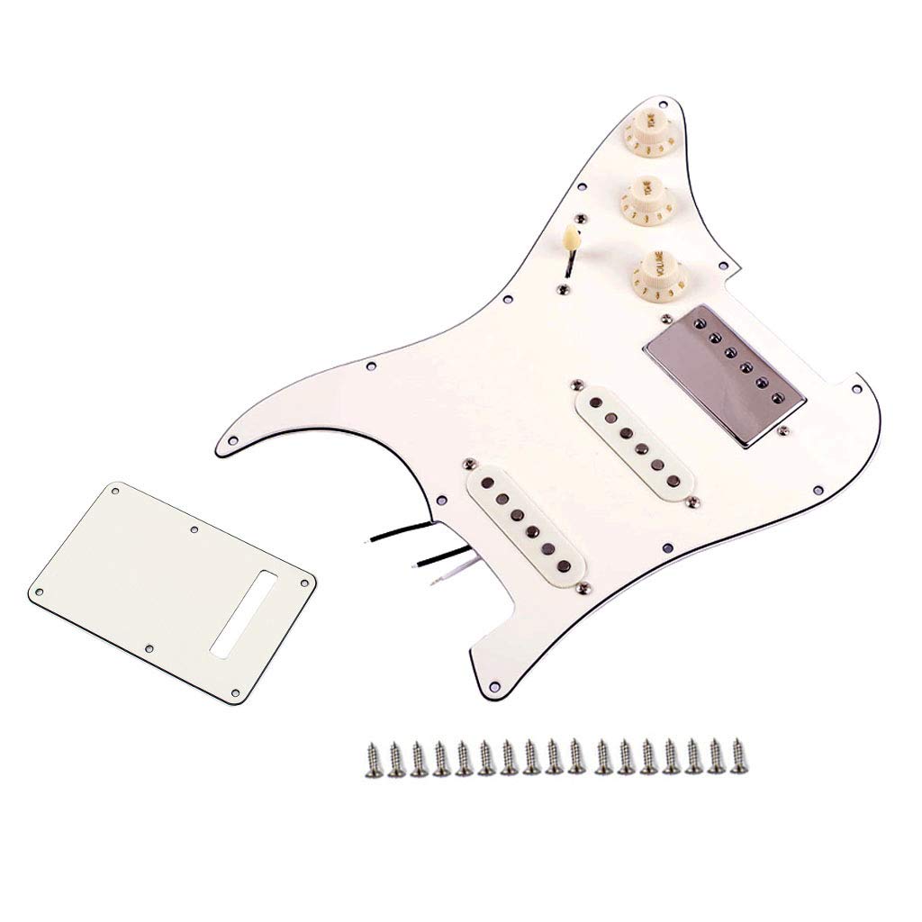 Alnicov Prewired Guitar Pickguard with SSH Dual Rail Humbucker Pickups - White Replacement Pickguard for Strat/ST Electric Guitars | Perfect for Rock, Blues & Studio Recording