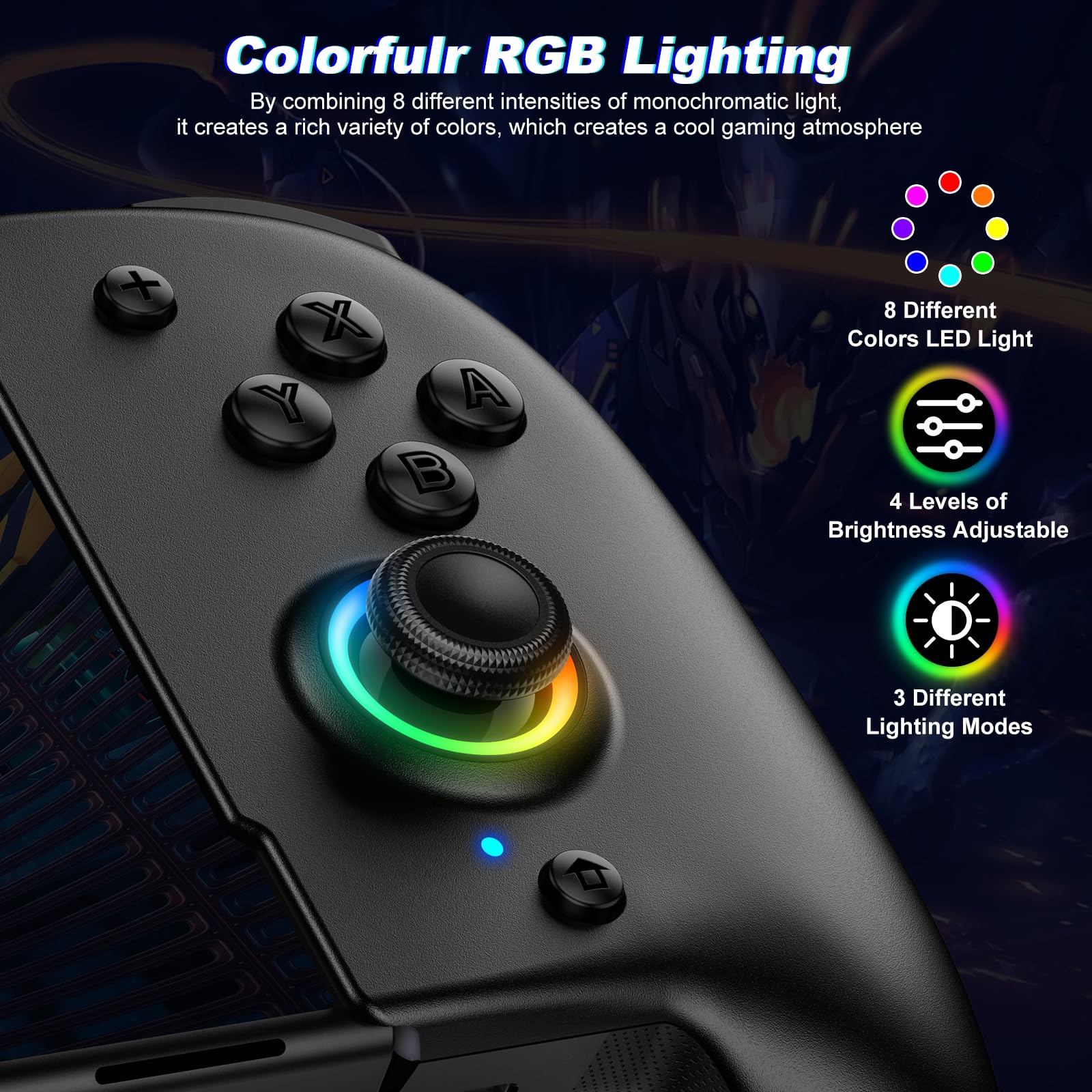 Wireless Switch Controller for Nintendo Switch & OLED - Ergonomic Gamepad with Programmable Buttons, Dual Vibration, Turbo & Wakeup Function | Perfect for Gaming at Home or Travel | Black