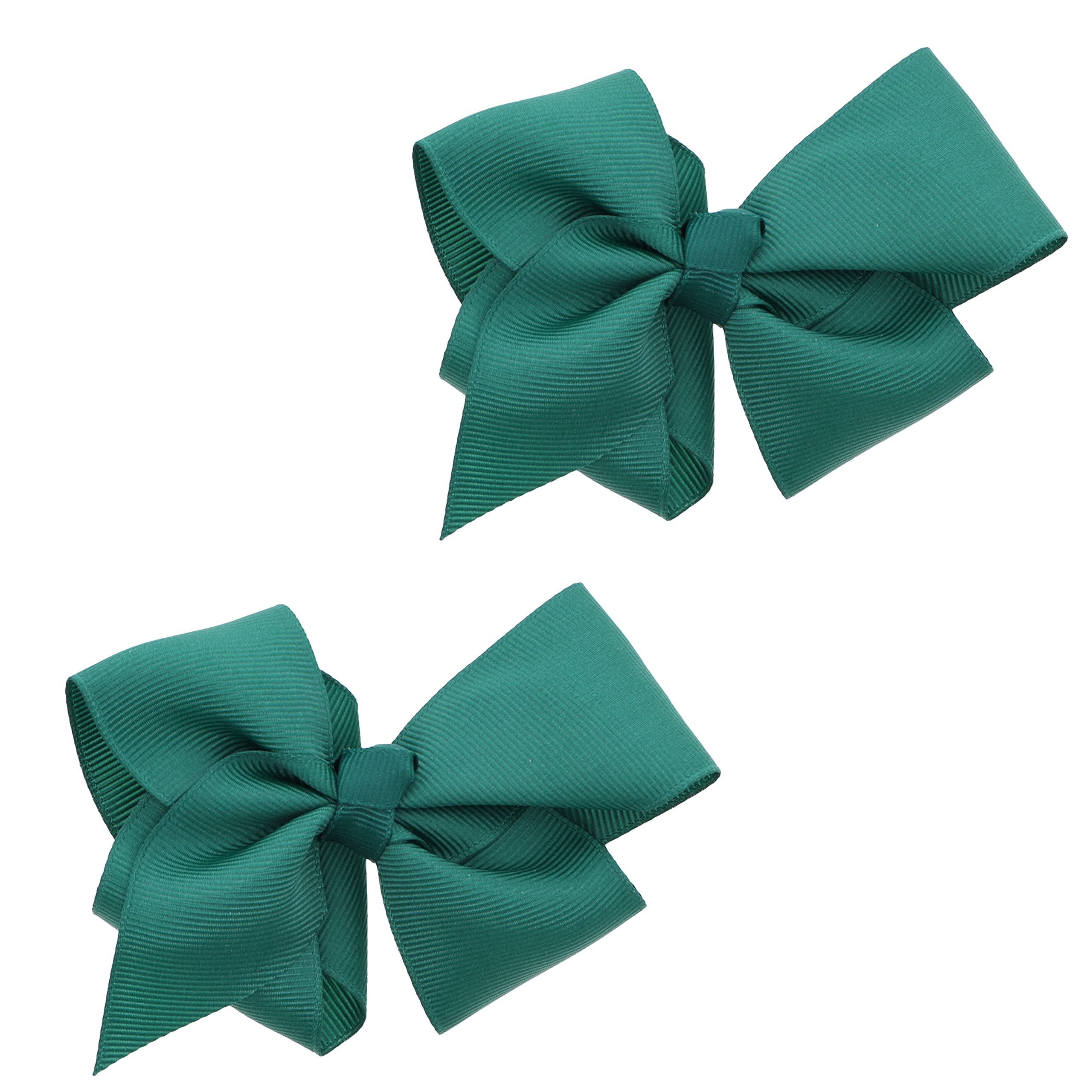 3 Inch Grosgrain Bow for Little Girls - Set of 2 in Hunter Green - Perfect for Hair Accessories, Parties, and Photo Shoots