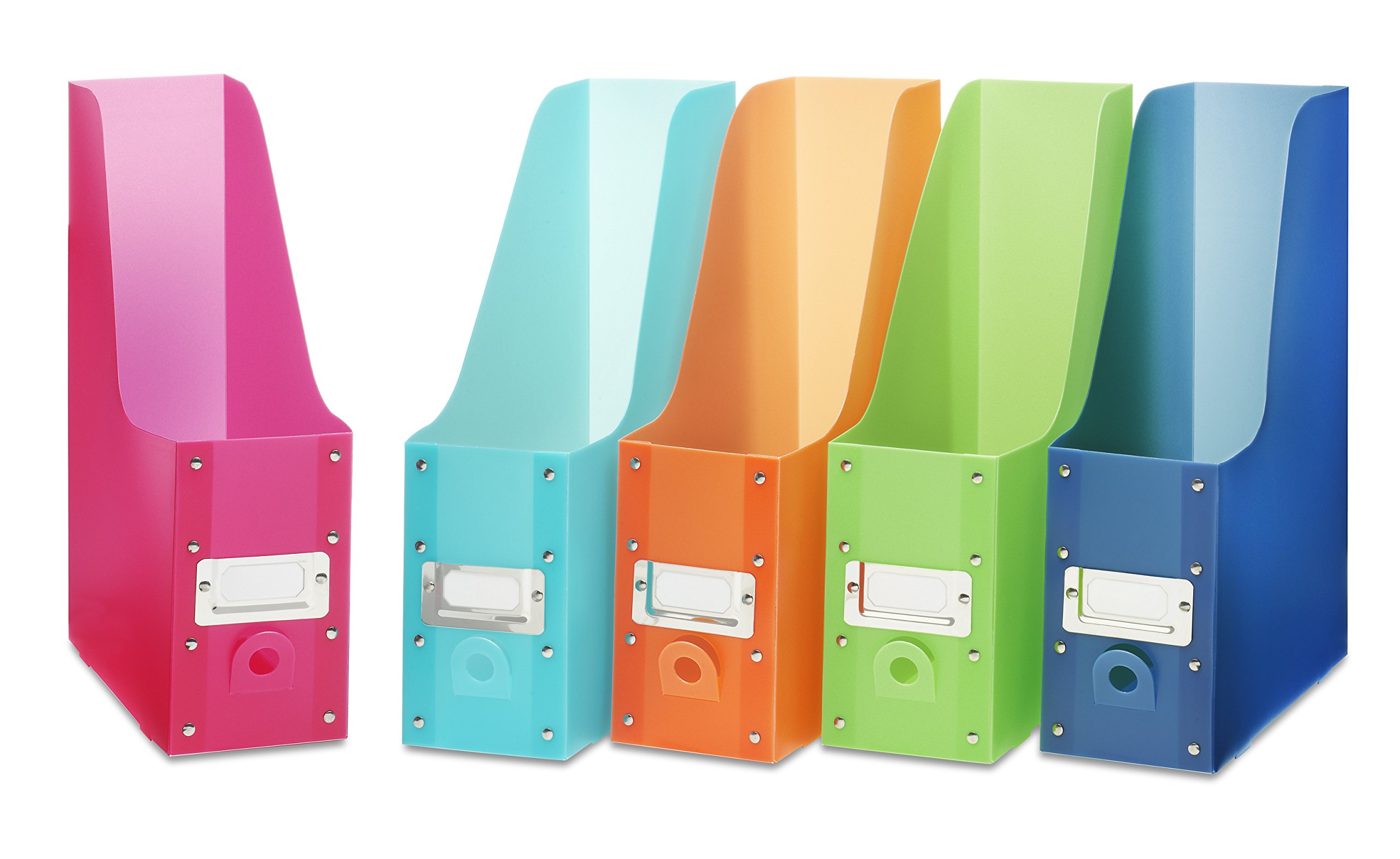 Whitmor Magazine Desk Organizers - Set of 5 Multicolored Storage Bins for Office, Home & School Organization | Perfect for Magazines, Files, Books & Office Supplies