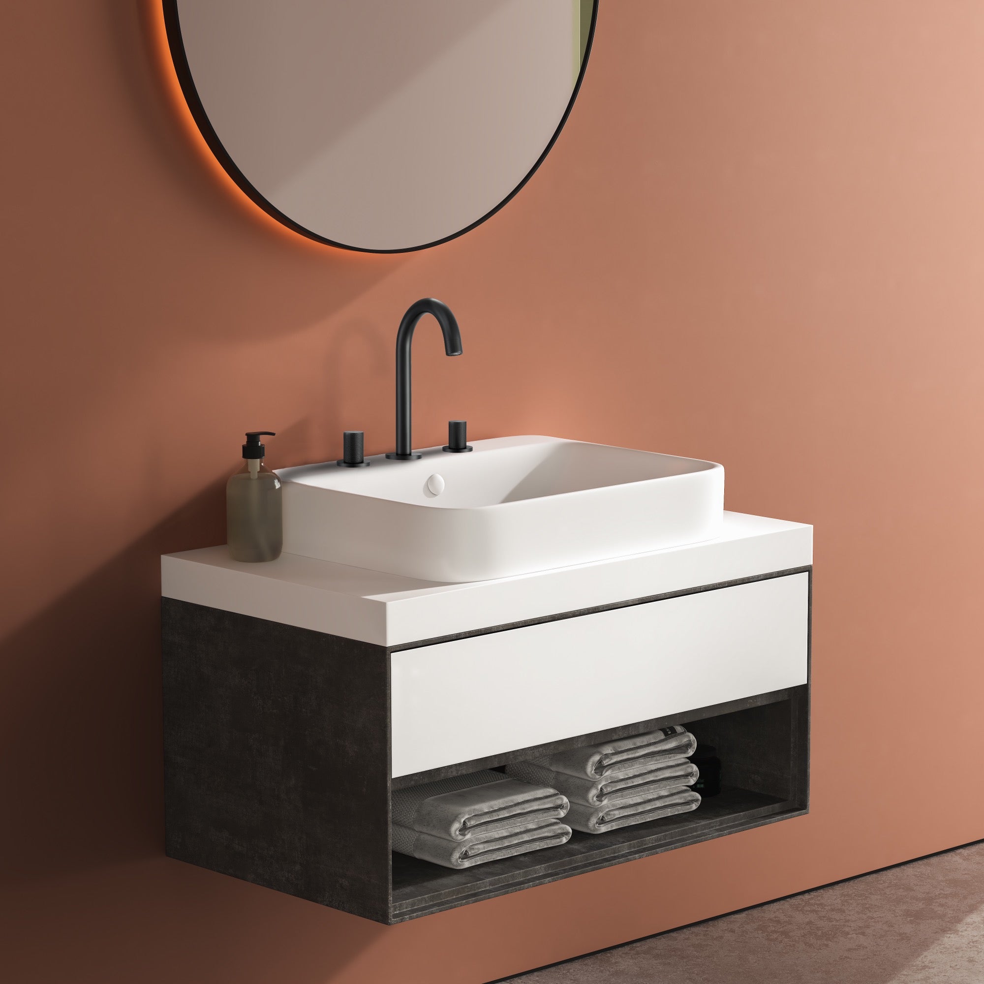 Ancona Industria Matte Black Widespread Bathroom Faucet - Modern 8 Inch Centerset Bathroom Sink Faucet with High Arc Spout for Vanity, Powder Room & Guest Bathroom