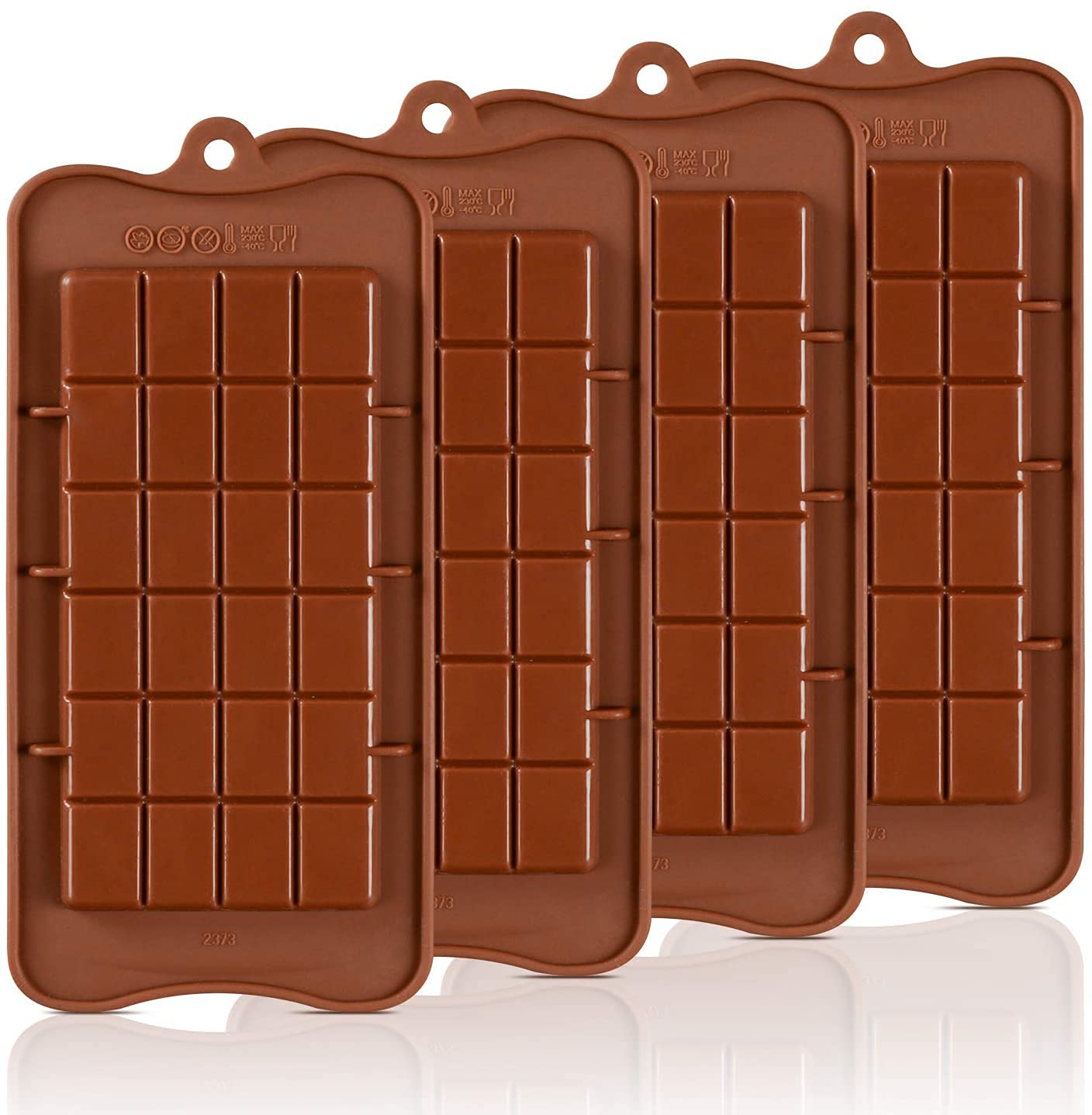 Silicone Chocolate Bar Mold Set of 4 - Break Apart Candy & Protein Bar Molds for Homemade Chocolate, Energy Bars - Perfect for Baking, Candy Making, and DIY Treats at Home