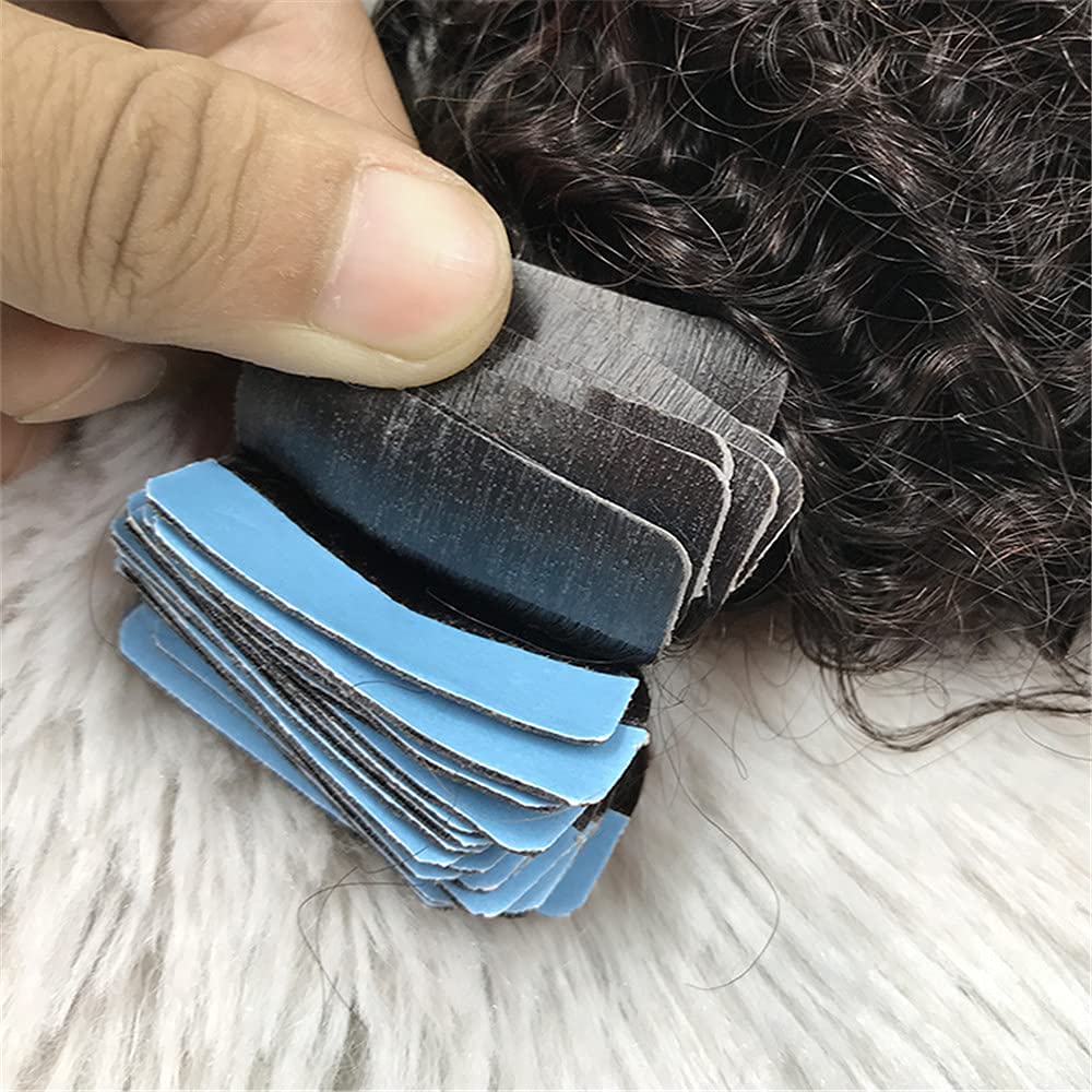 Kinky Curly Human Hair Extensions - Brazilian Remy Hair Weft Tape 100g 40pcs (26inch, #2 Darkest Brown) | Seamless Glue-in Tape-in Extensions for Natural Black Hair | Perfect for Daily Wear, Parties & Special Occasions