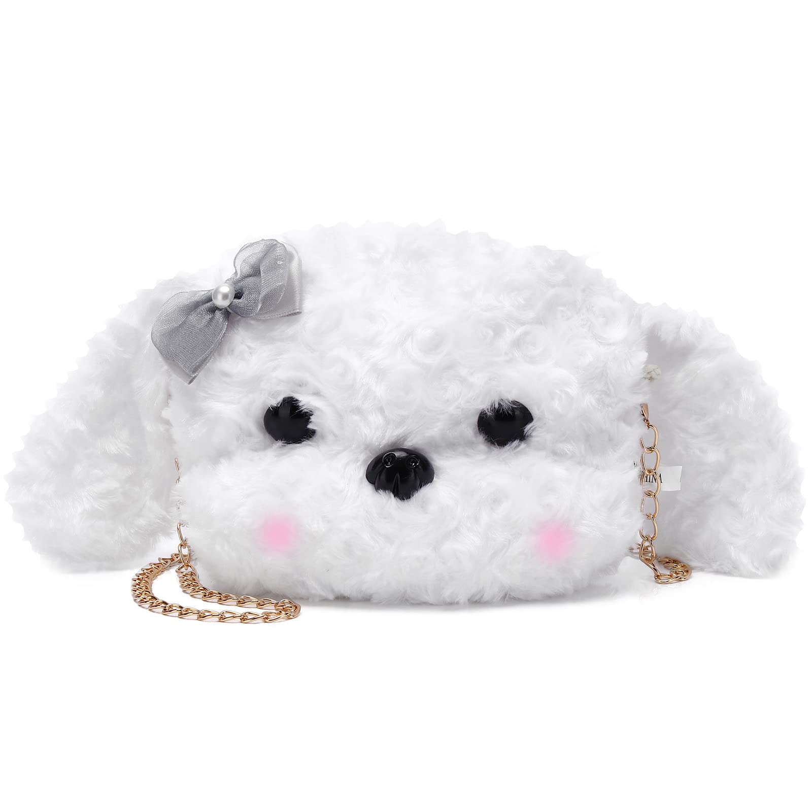 Cute Kawaii Animal Purse for Women - Fluffy Plush Lolita Crossbody Bag with Chain Strap - Perfect for School, Dating, and Casual Outings