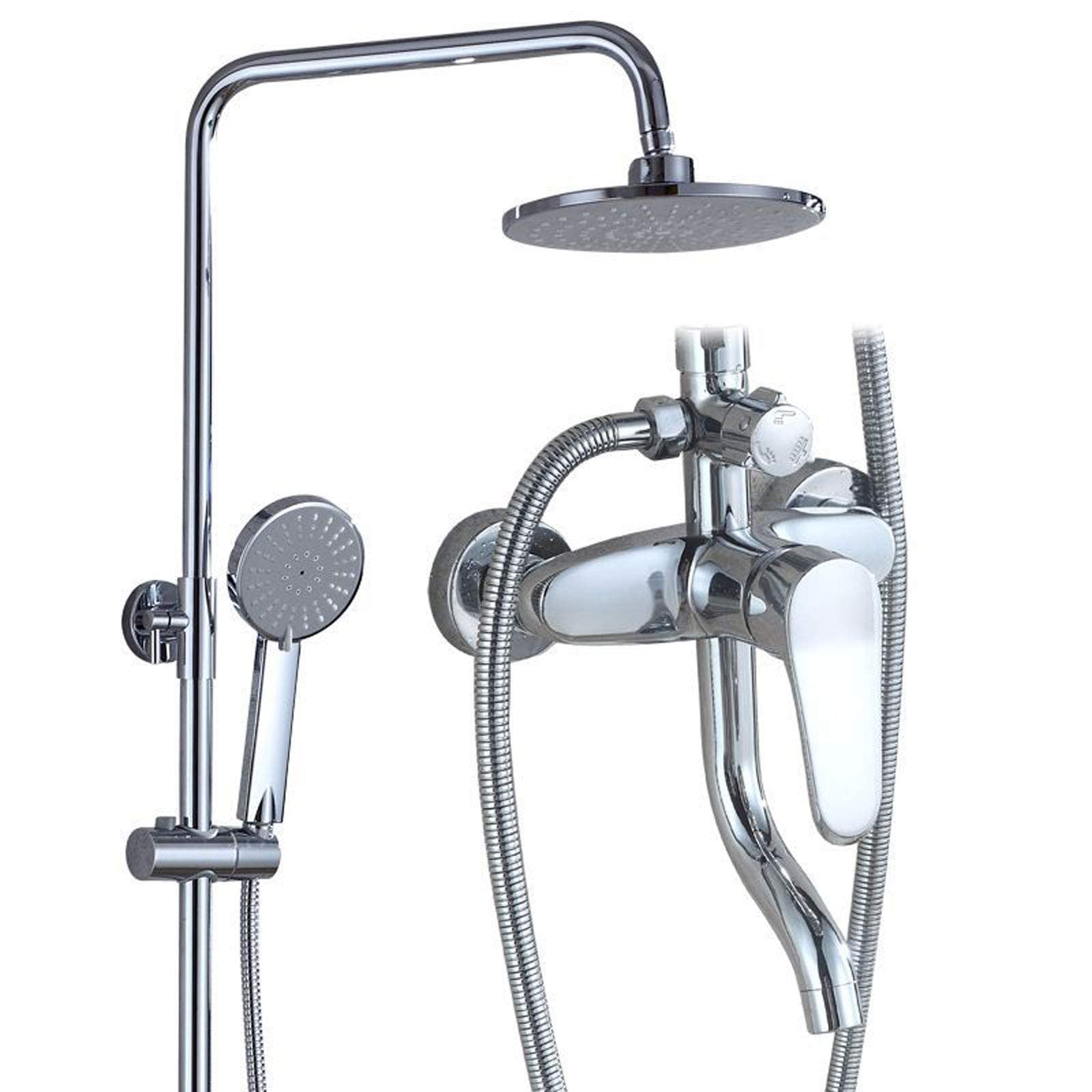 Premium Wall Mounted Chrome Shower System with Rainfall Shower Head & Brass Mixer - Modern Bathroom Fixture for Home, Hotel & Gym Use
