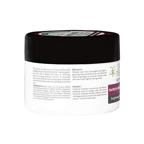 EARTH THERAPY Brightening & Whitening Papaya Night Cream with Argan & Olive Oil - Reduces Fine Lines, Wrinkles, Dark Spots & Pigmentation for Glowing Skin - 50g | Anti-Aging Night Moisturizer for Radiant Complexion | Perfect for Dry & Dull Skin Care Routine