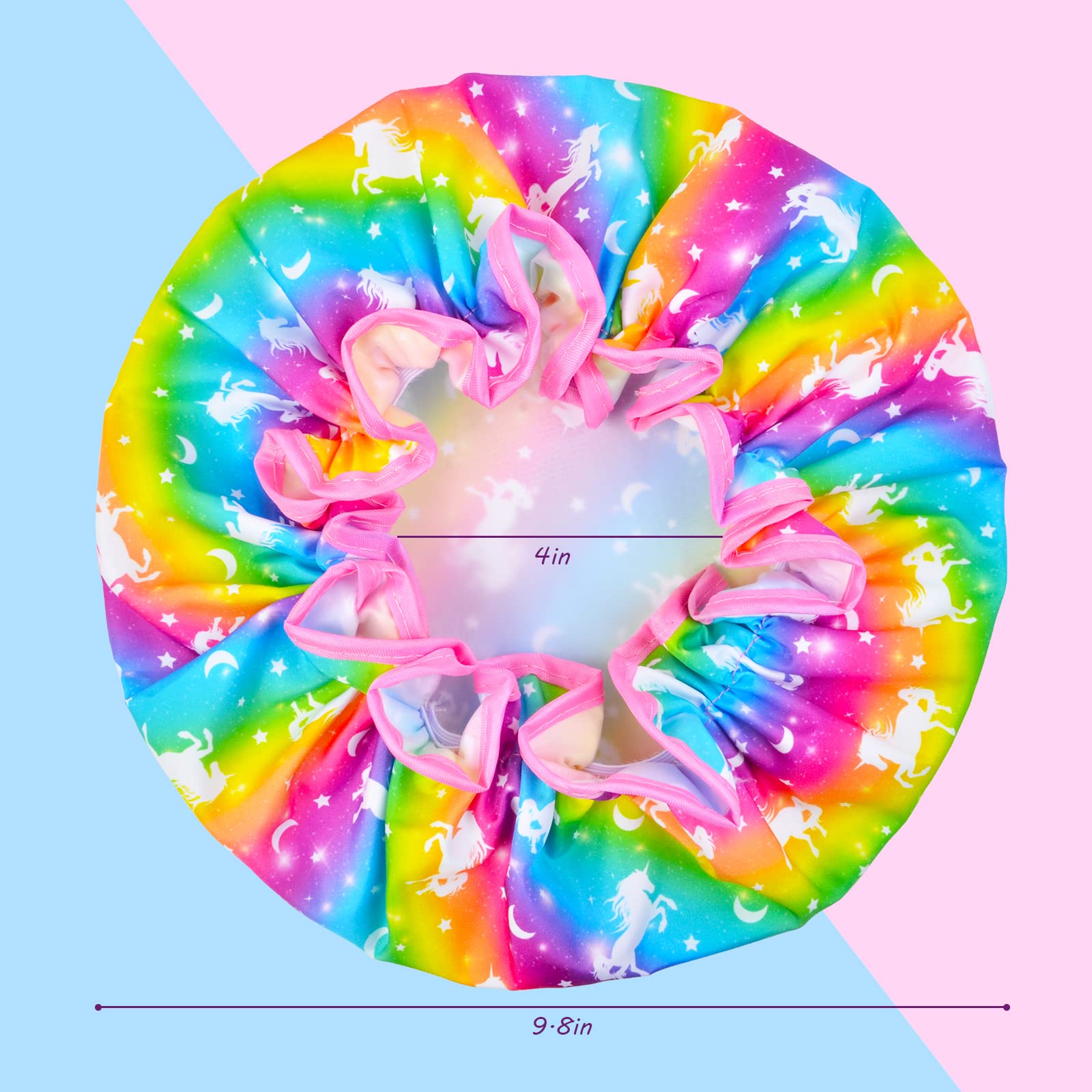 Unicorn Shower Cap for Kids - Adjustable Waterproof Shower Cap for Girls with Long Hair, Cute Rainbow Design for Toddlers & Children - Perfect for Bath Time, Swimming & Hair Protection