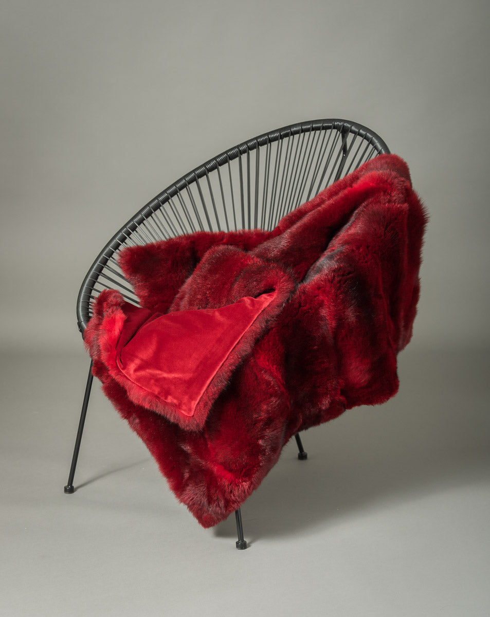 Luxury Bright Red Possum Fur Throw Blanket - Soft & Warm Cozy Throw for Couch, Bed, and Home Decor - Perfect for Winter Nights and Gift Giving