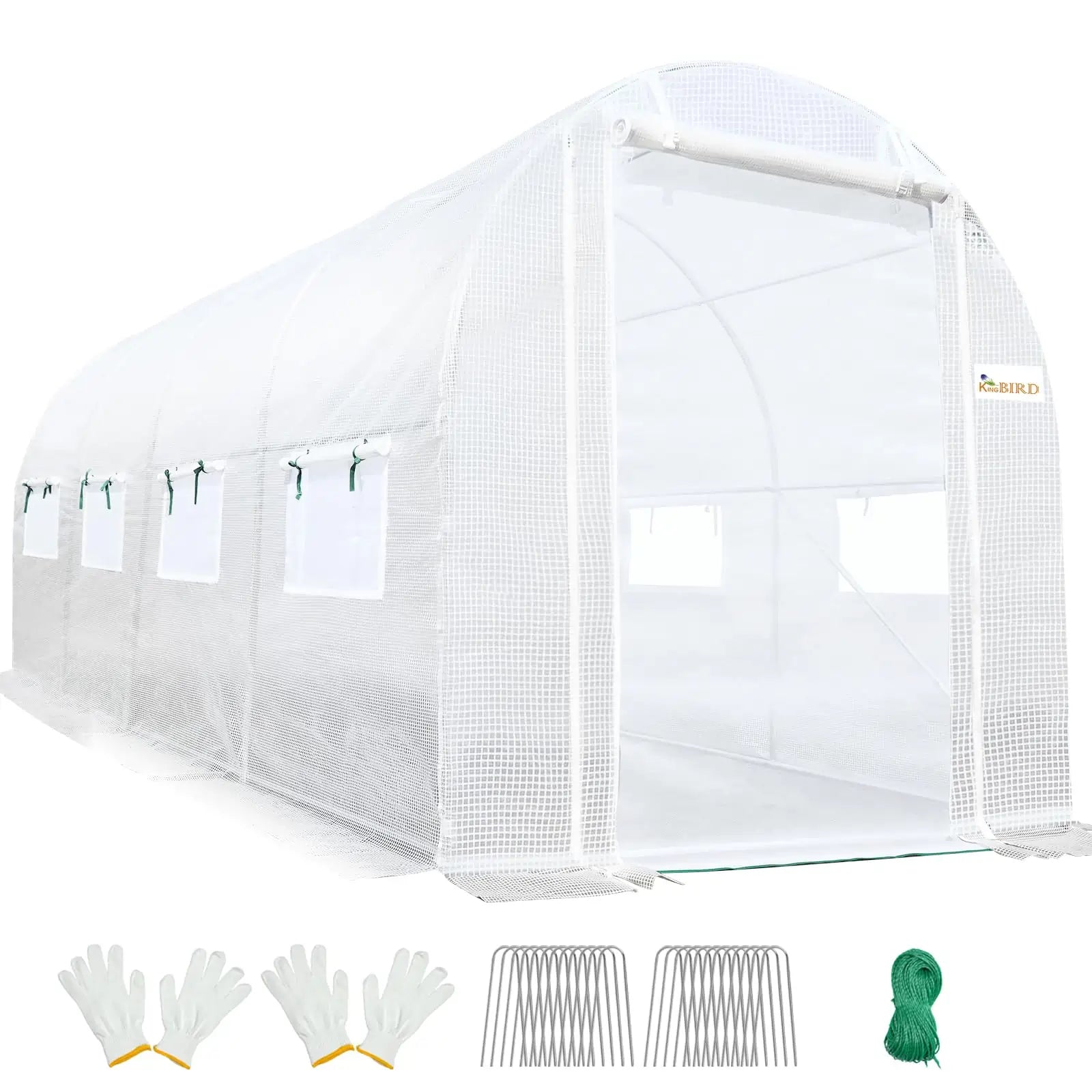 15' x 6.6' x 6.6' Walk-in Greenhouse Kit with Sturdy Frame & UV Protection - Perfect for Backyard Gardening, Plant Growing & Seed Starting