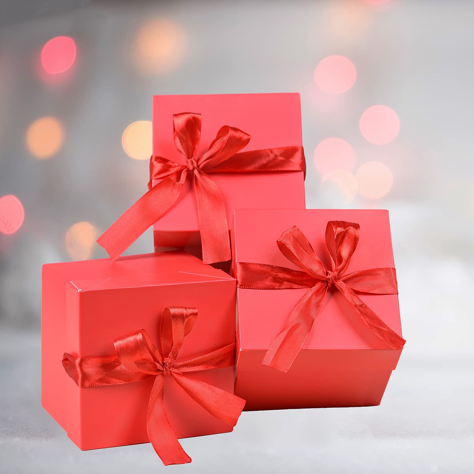 12 Pcs Red Gift Boxes with Lids - Christmas, Wedding, Birthday Favors for Presents & Flower Arrangements
