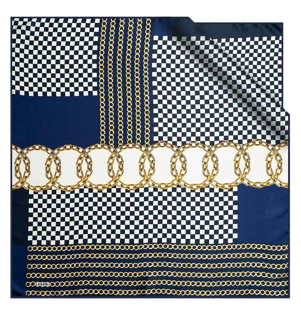 Premium Aker Turkish Silk Hijab Scarf - Navy Blue #7925 for Women, Spring Summer 2020 Collection | Breathable & Lightweight for Daily Wear, Office, Prayer & Special Occasions