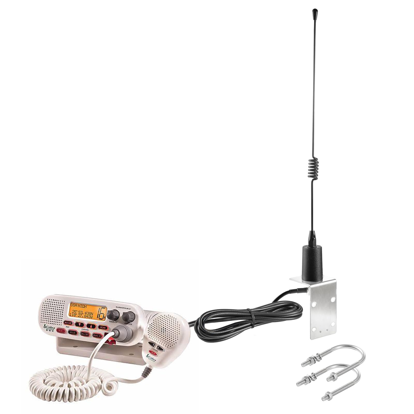 Long Range VHF Marine Radio Antenna 156-163MHz with PL259 Connector & 16.5ft Low Loss Coaxial Cable - Compatible with Midland, Uniden, Cobra, Icom, Yaesu, Vertex Standard Marine Radios - Ideal for Boating, Fishing, and Marine Communication