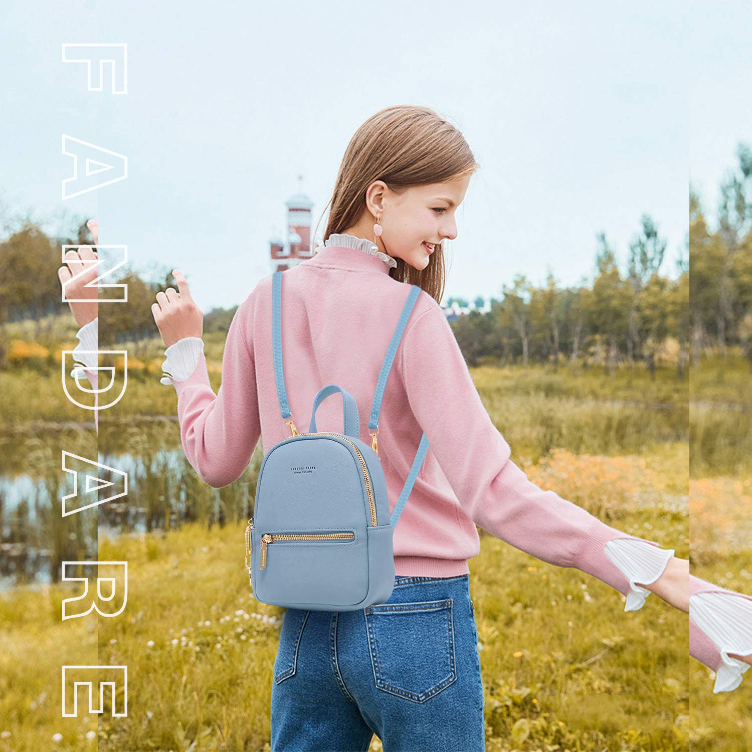 FANDARE Mini Backpack for Women - Stylish Small Crossbody Bag, Waterproof PU Leather Shoulder Bag for Travel, School & Daily Use | Perfect as Girls Daypack, Work Purse & Casual Handbag