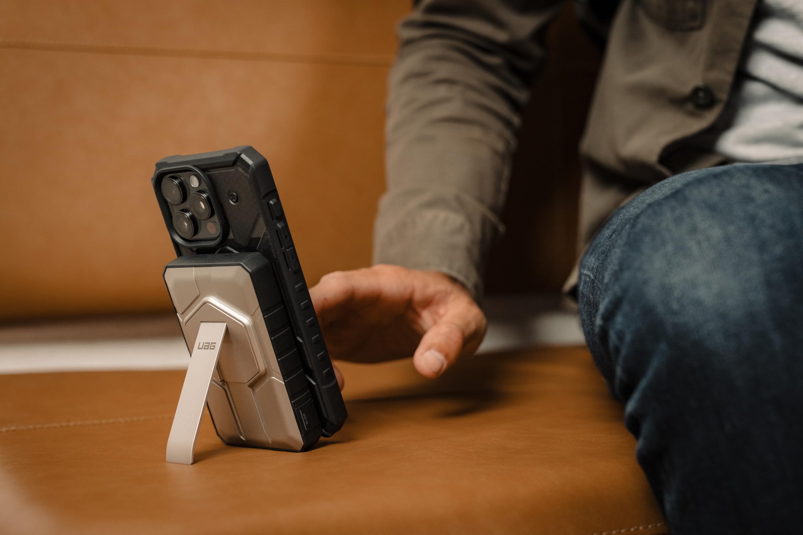 URBAN ARMOR GEAR UAG 10000mAh Magnetic Wireless Power Bank - 20W Fast Charging, 2-Port USB-C/USB, Portable Charger with Kickstand for iPhone 16, Galaxy S25 (Black/Grey) | Perfect for Travel, Camping & Emergency Power Backup