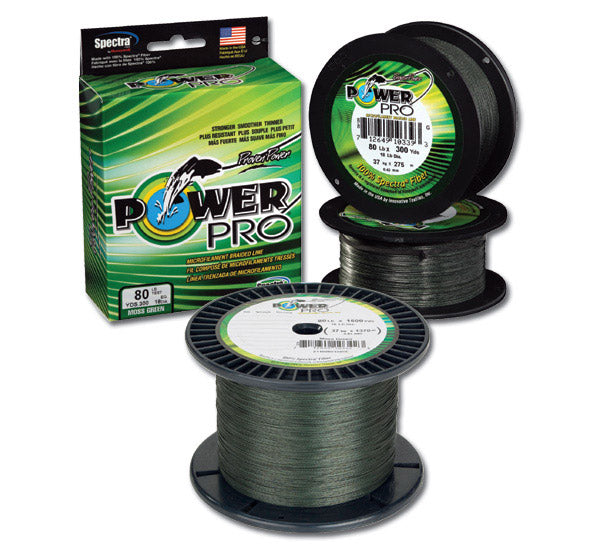Power Pro 300-Yard Green Moss Spectra Braided Fishing Line - High Strength, Low Visibility for Freshwater & Saltwater Angling
