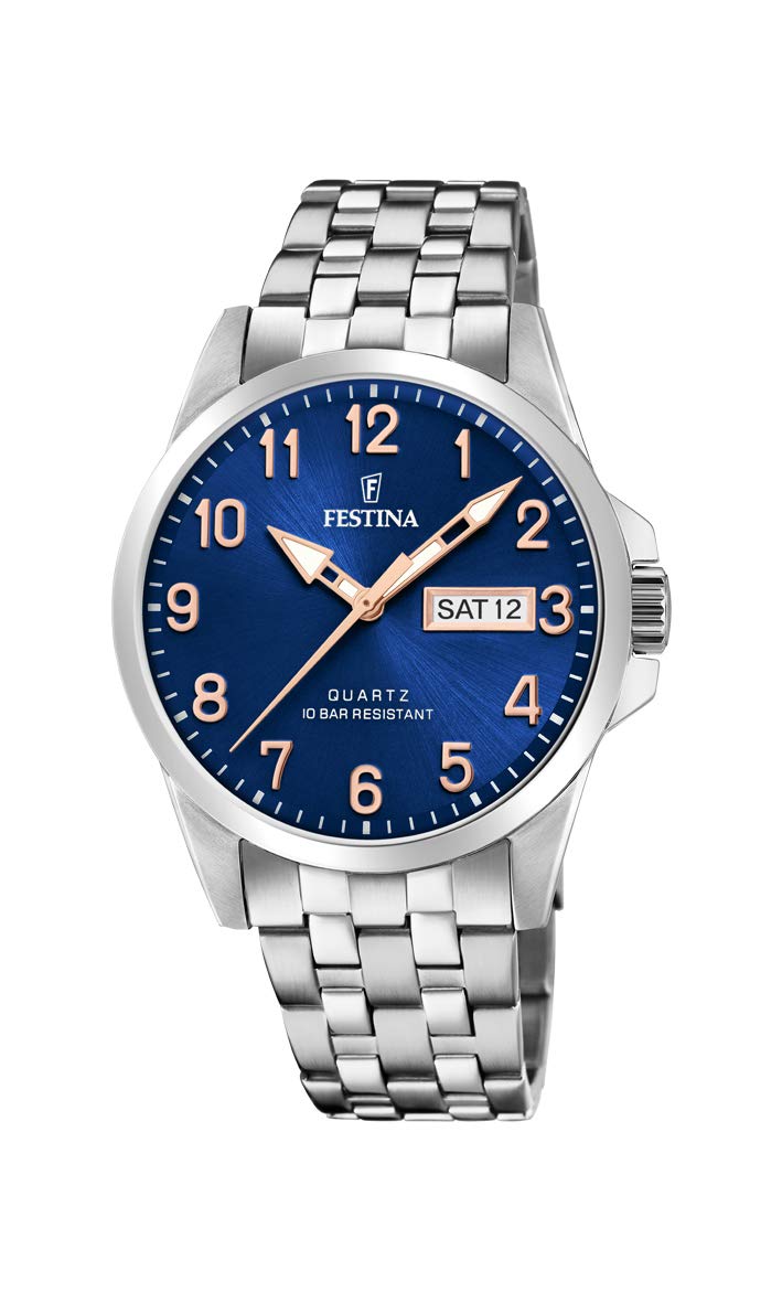 Festina Men's F20357/B Silver Stainless Steel Quartz Casual Watch - Water Resistant, Date Display - Perfect for Everyday Wear, Office & Outdoor Activities