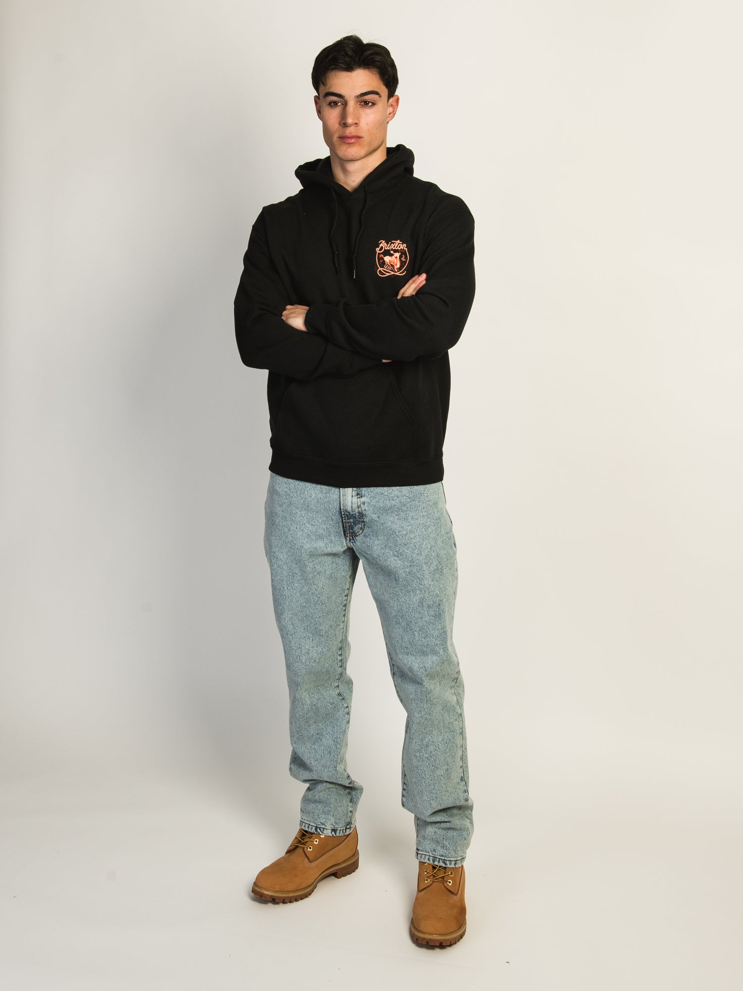BRIXTON OMAHA Pullover Hoodie for Men - Soft Cotton Fleece Sweatshirt with Kangaroo Pocket | Casual Streetwear for Everyday Wear & Outdoor Activities