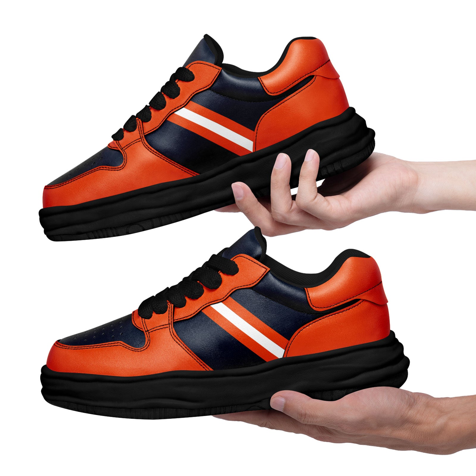 Custom Blue & Orange Chicago Themed Personalized Sneakers - Unisex High-Top Basketball Shoes for Men & Women - Perfect for Sports, Streetwear & Fan Gear
