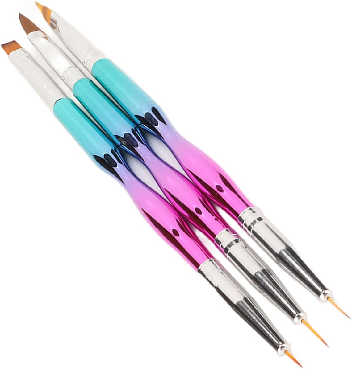 NAILWIND 3pcs Double Ended Nail Art Brush Set - Professional Gel Nail Liner & Painting Brushes for Nail Design, DIY Manicure & Salon Use - Perfect for Acrylic, Gel Polish & Nail Art Accessories