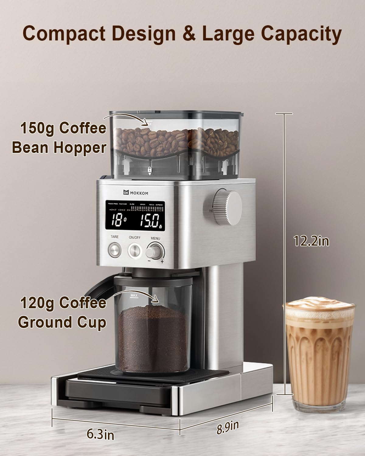 Premium Bluetooth Coffee Grinder with Removable Scale - Anti-Static Conical Burr Mill, 31 Precise Settings for French Press, Cold Brew, Pour Over, Drip & Espresso - Perfect for Home Baristas & Coffee Enthusiasts