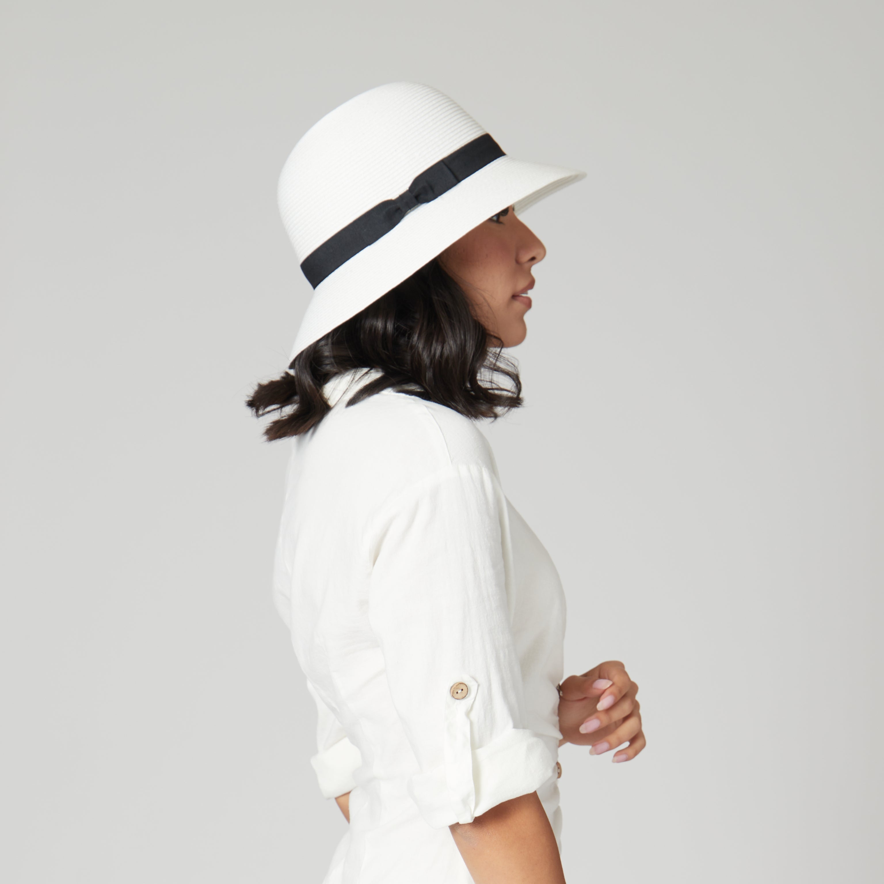 Elegant Women's Ultrabraid Cloche Hat with Grosgrain Bow Trim - Perfect for Tea Parties, Weddings & Vintage Fashion Outfits